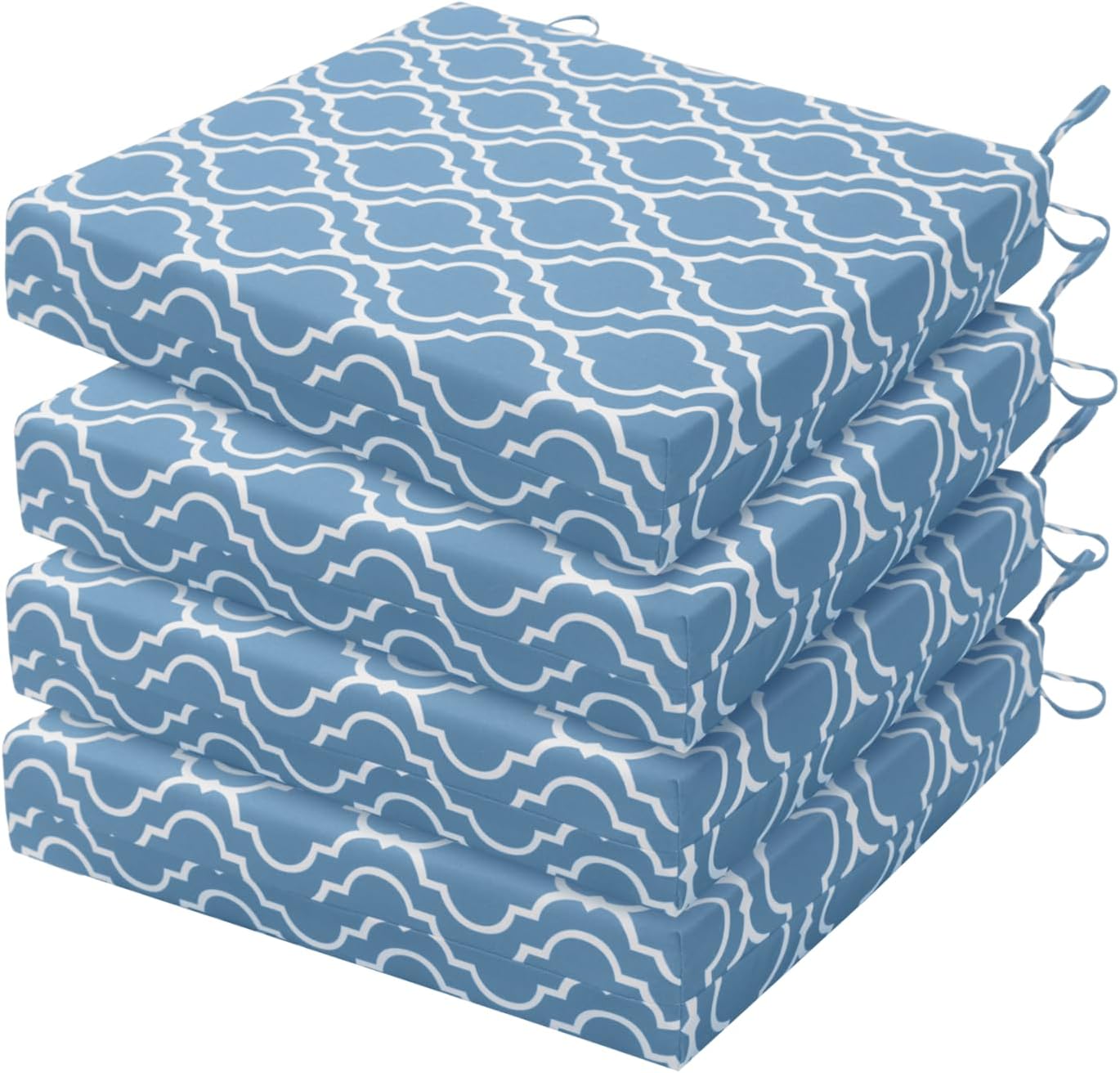 HARBOREST Outdoor Chair Cushions Set of 4, Water Resistant Patio Chair Cushions with Ties, Outdoor Seat Cushions for Patio Furniture, 17"x16"x2", Navy