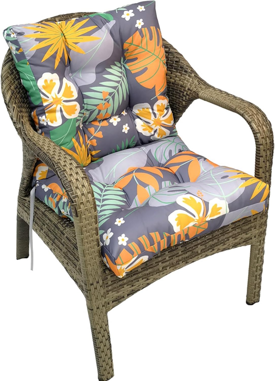 Outdoor Chair Cushions Waterproof Floral Tufted Lawn Wicker Chair Cushion for Patio Furniture Indoor Rocking Chair Pad 41.7"*20.8"*3.9" Hawaii