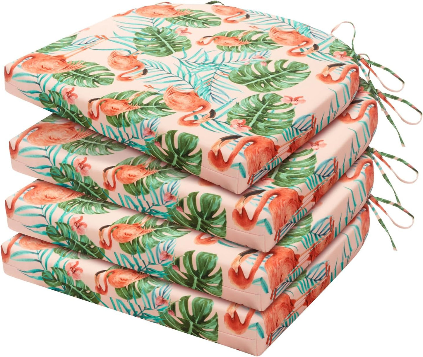 HARBOREST Outdoor Chair Cushions Set of 4, Water Resistant Patio Chair Cushions with Ties, Outdoor Seat Cushions for Patio Furniture, 17"x16"x2", Navy