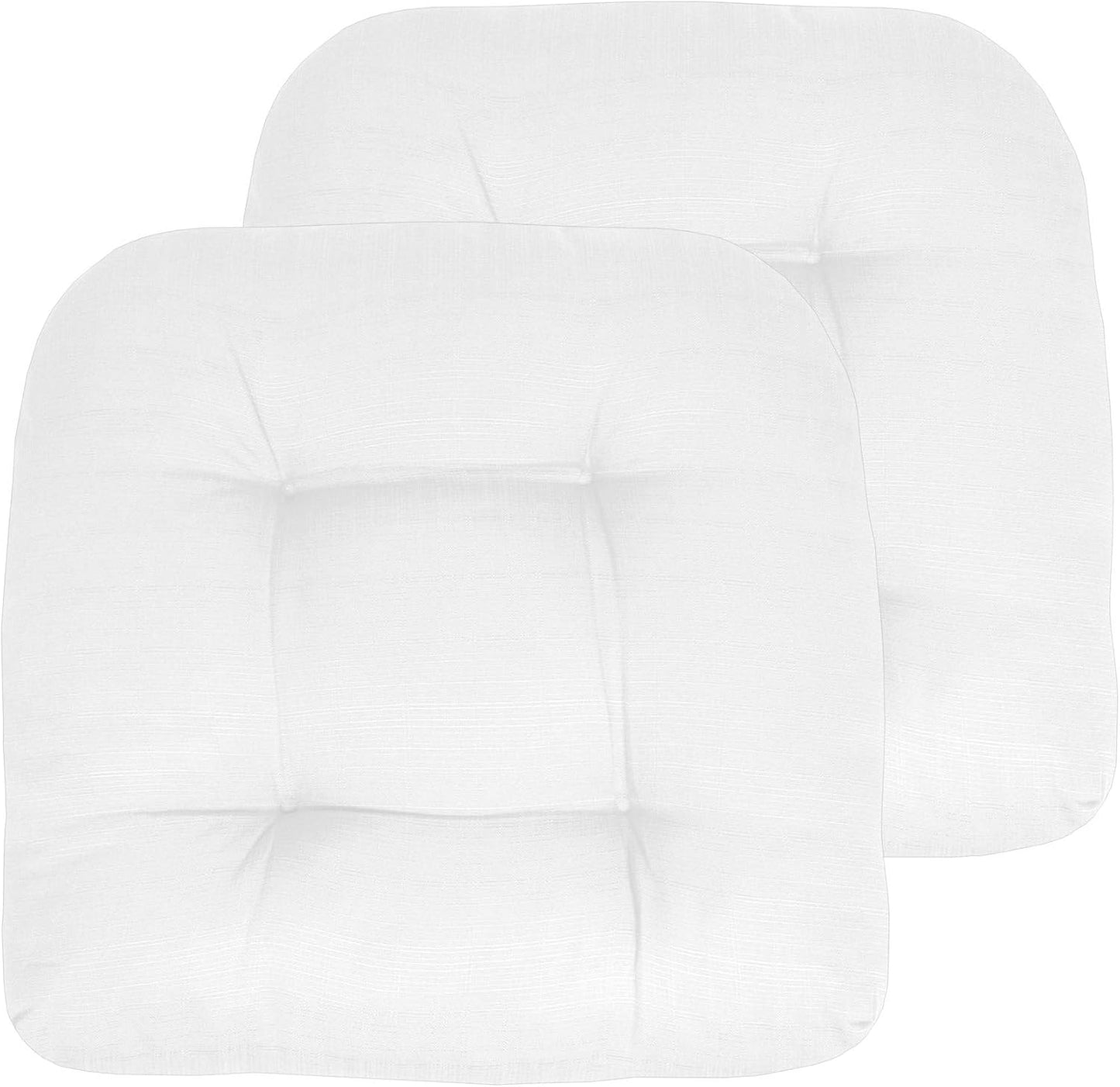 Sweet Home Collection Patio Cushions Outdoor Chair Pads Premium Comfortable Thick Fiber Fill Tufted 19" x 19" x 5" Seat Cover, 2 Pack, Cream