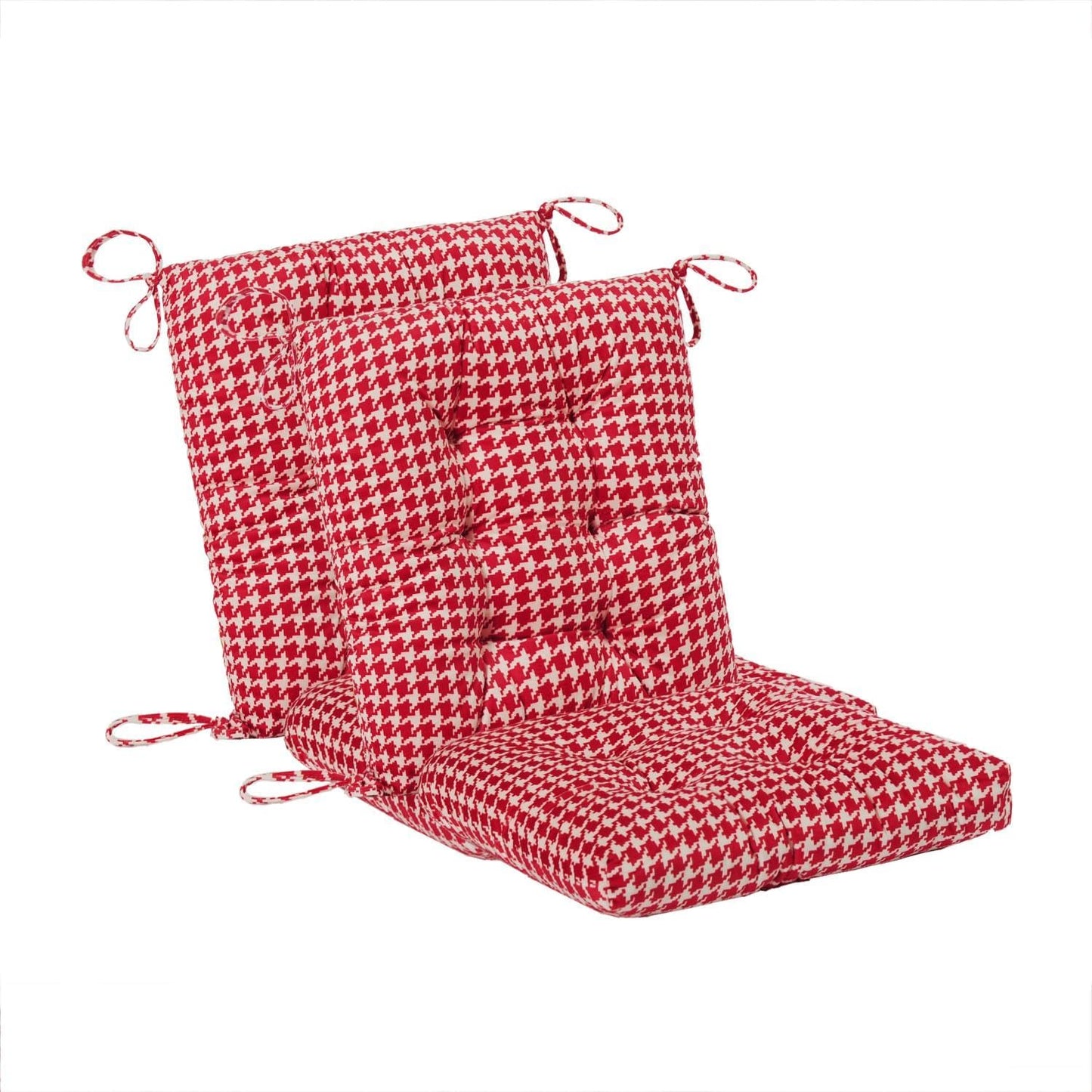 Outdoor Patio Cushion, Rocking Chair Cushion, Tufted Pads, Set of Upper and Lower with Ties Pack of 2 (2 Sets) - Back 20"×17", Seat 17"×17" (Blue Houndstooth)