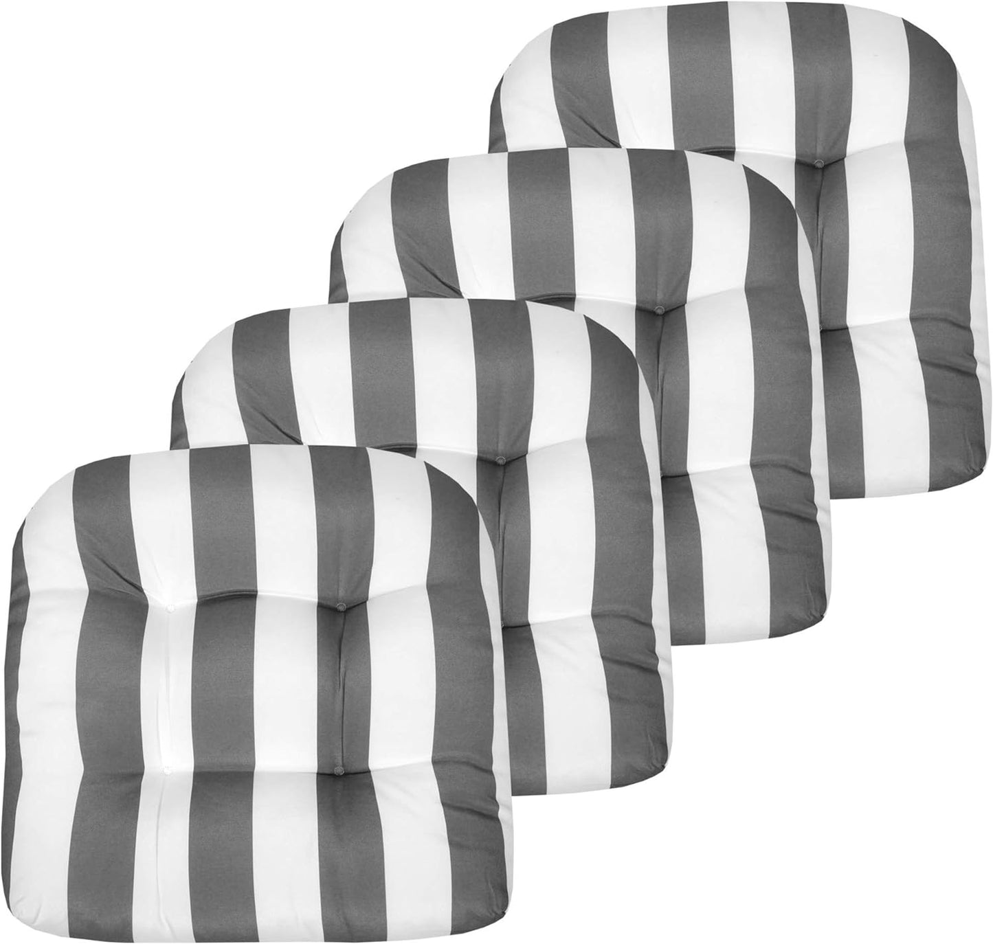 Sweet Home Collection Patio Cushions Outdoor Chair Pads Premium Comfortable Thick Fiber Fill Tufted 19" x 19" x 5" Seat Cover, 2 Pack, Cream