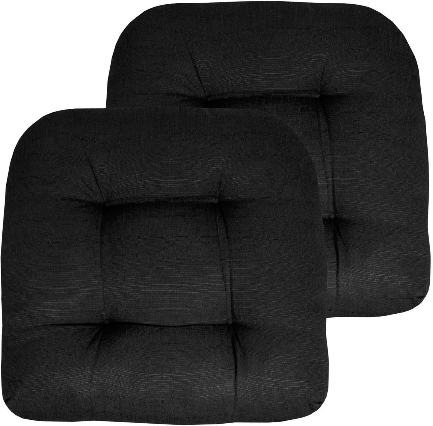 Sweet Home Collection Patio Cushions Outdoor Chair Pads Premium Comfortable Thick Fiber Fill Tufted 19" x 19" x 5" Seat Cover, 2 Pack, Cream