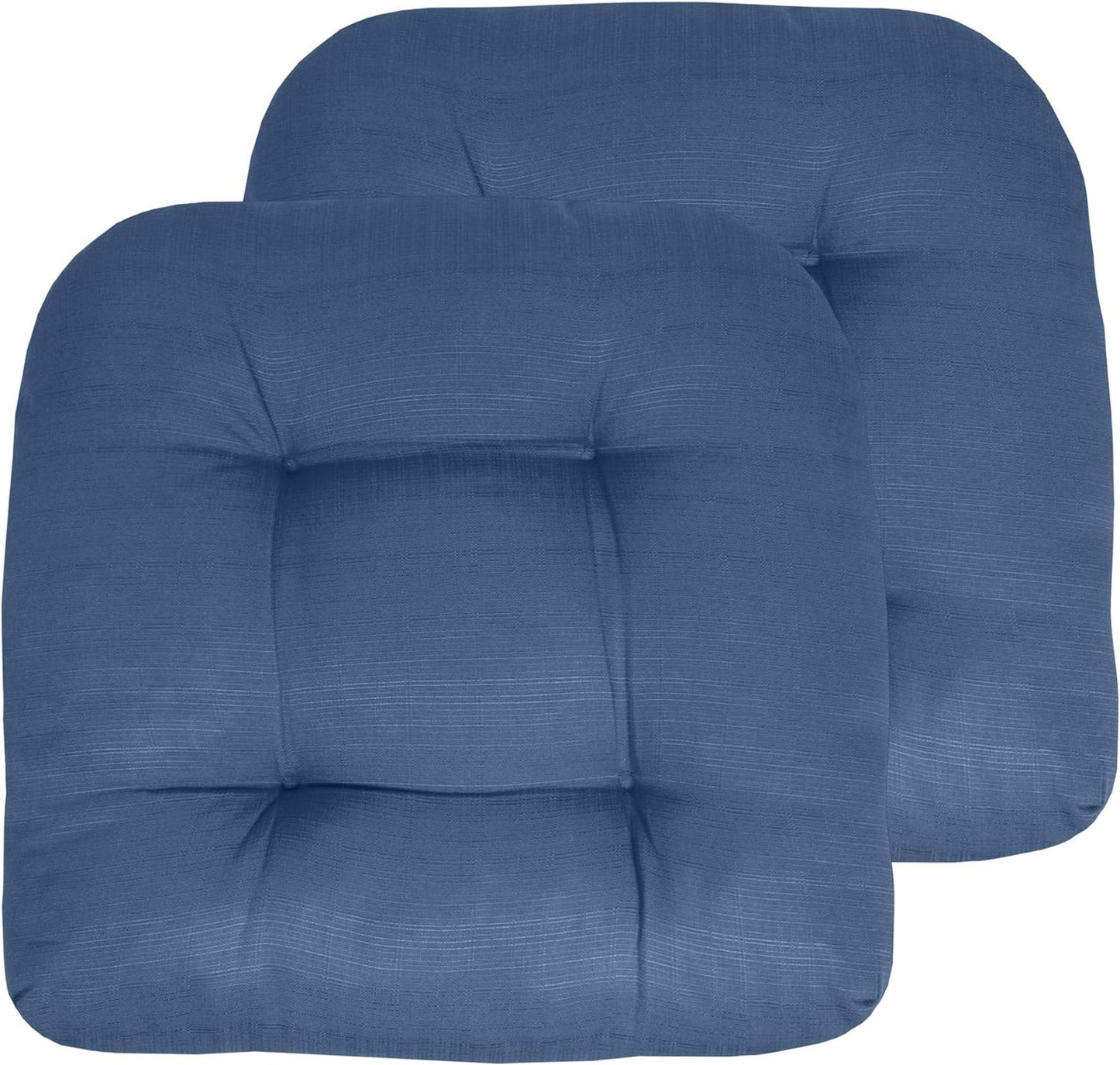 Sweet Home Collection Patio Cushions Outdoor Chair Pads Premium Comfortable Thick Fiber Fill Tufted 19" x 19" x 5" Seat Cover, 2 Pack, Cream