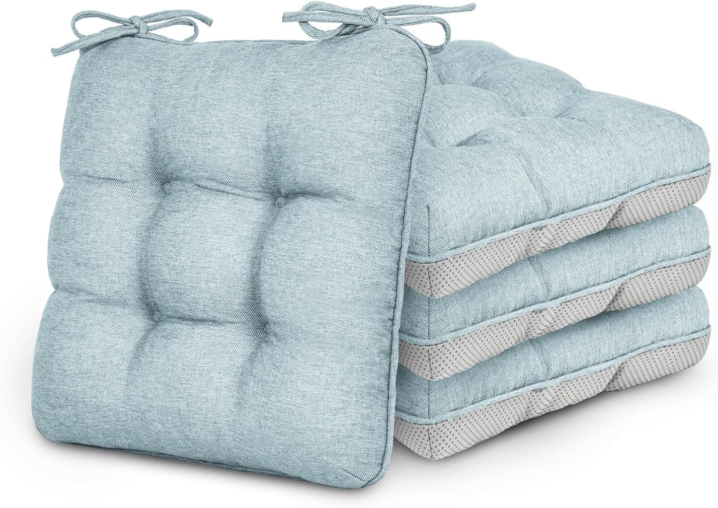 Love's cabin Memory Foam Chair Cushions Set of 4, Outdoor/Indoor Chair Pads for Dining Chairs 4 Pack, Seat Cushions for Kitchen, Dining Room, Office, Patio Chairs, 15.5"x15.5"x3.5" Grey