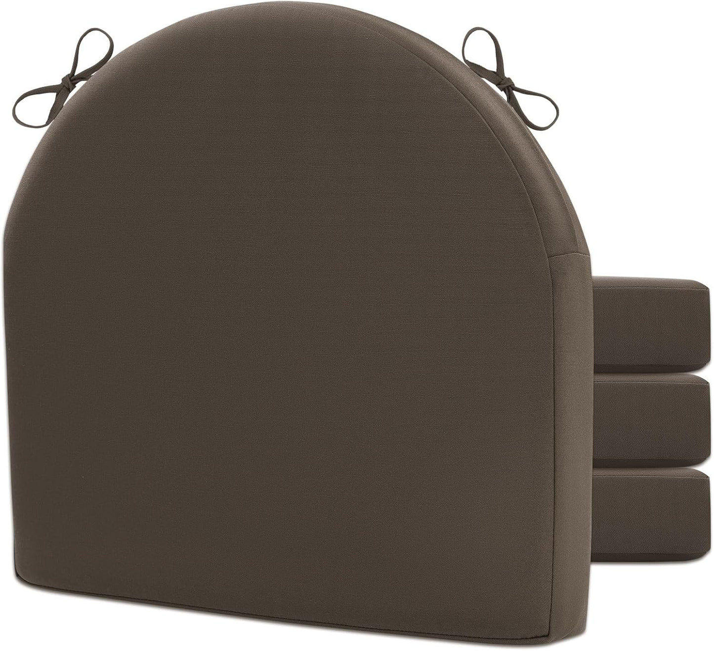Topotdor Outdoor Chair Cushions Set of 2, Waterproof Patio Chair Cushions for Outdoor Furniture, Round Corner Seat Chair Pads with Ties for Patio Garden Dining Office, 17"x16"x2", Beige