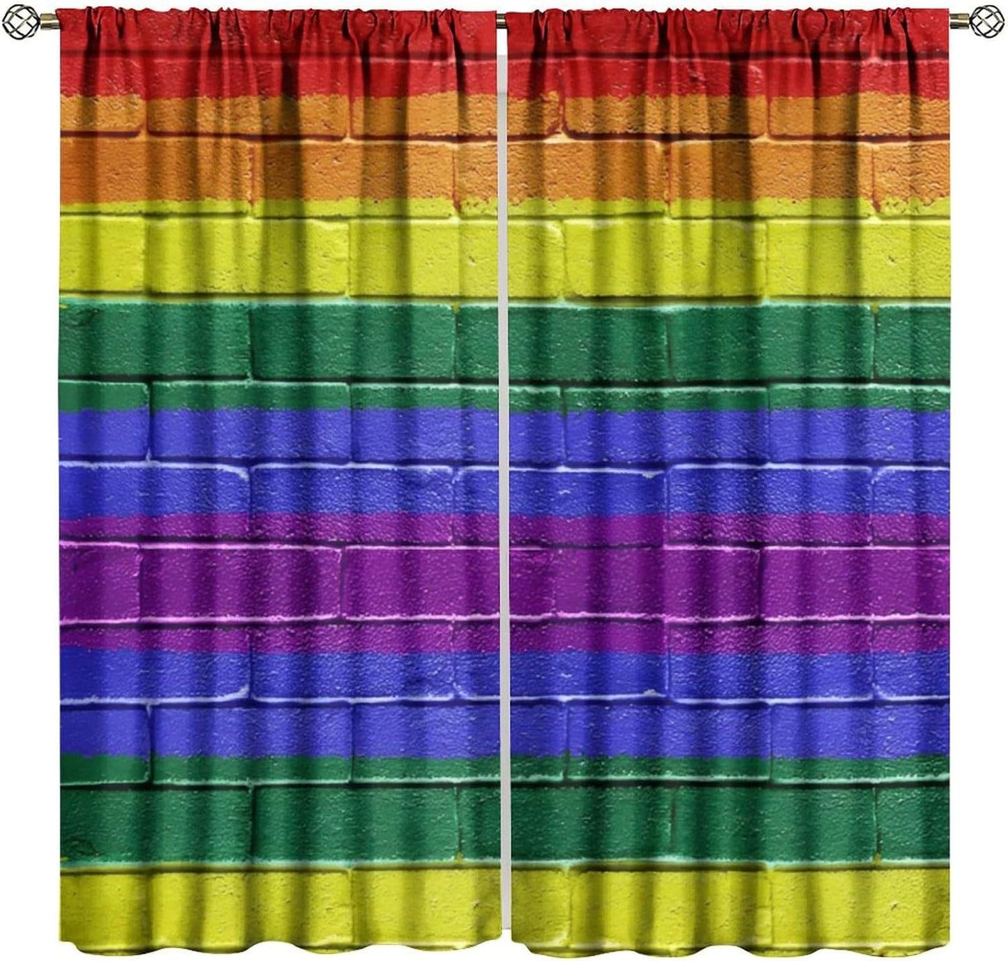 Rainbow Blackout Curtains, Abstract Colored Paint Leaking Splattered Drops Window Treatment Colorful Pancils Pattern Drapes for Bedroom Living Room, 52" W X 84" L