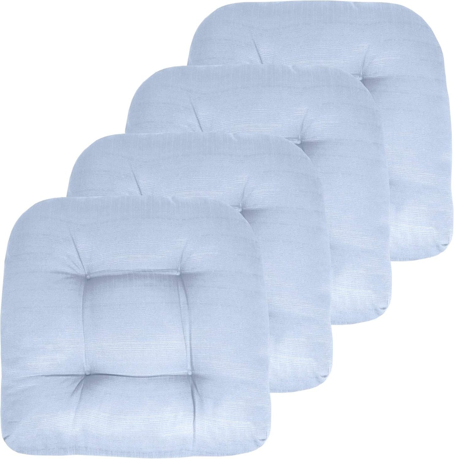 Sweet Home Collection Patio Cushions Outdoor Chair Pads Premium Comfortable Thick Fiber Fill Tufted 19" x 19" x 5" Seat Cover, 2 Pack, Cream
