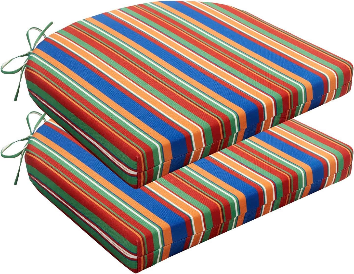 HARBOREST Outdoor Chair Cushions Set of 4, Water Resistant Patio Chair Cushions with Ties, Outdoor Seat Cushions for Patio Furniture, 17"x16"x2", Navy