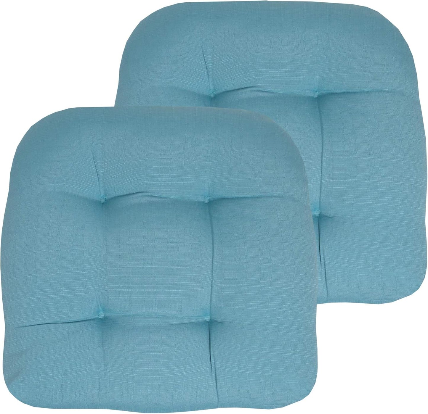 Sweet Home Collection Patio Cushions Outdoor Chair Pads Premium Comfortable Thick Fiber Fill Tufted 19" x 19" x 5" Seat Cover, 2 Pack, Cream