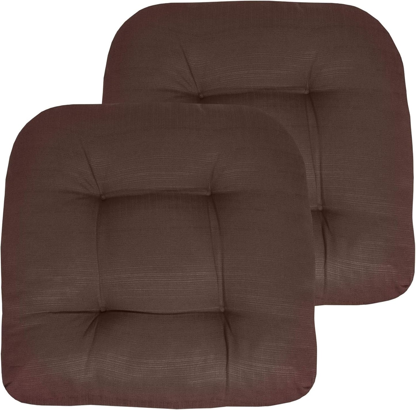 Sweet Home Collection Patio Cushions Outdoor Chair Pads Premium Comfortable Thick Fiber Fill Tufted 19" x 19" x 5" Seat Cover, 2 Pack, Cream