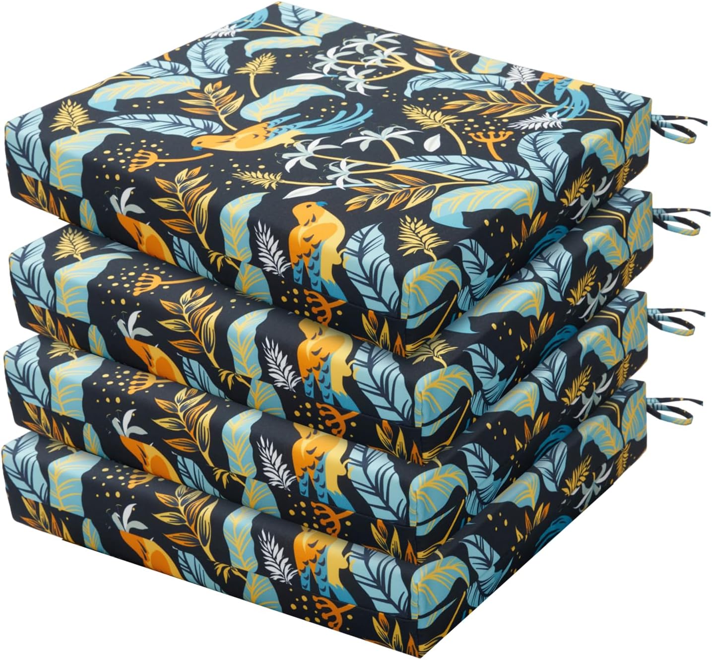 HARBOREST Outdoor Chair Cushions Set of 4, Water Resistant Patio Chair Cushions with Ties, Outdoor Seat Cushions for Patio Furniture, 17"x16"x2", Navy