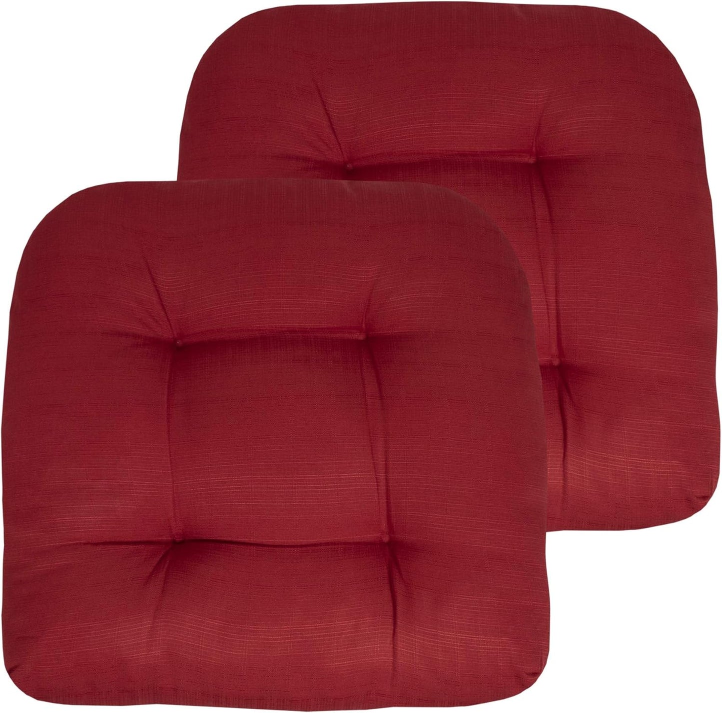 Sweet Home Collection Patio Cushions Outdoor Chair Pads Premium Comfortable Thick Fiber Fill Tufted 19" x 19" x 5" Seat Cover, 2 Pack, Cream