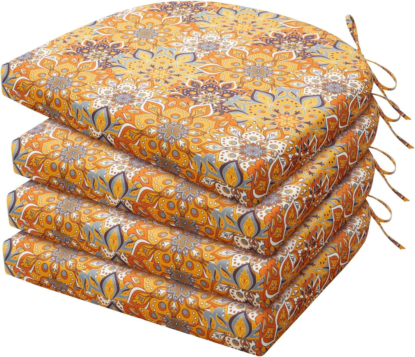 HARBOREST Outdoor Chair Cushions Set of 4, Water Resistant Patio Chair Cushions with Ties, Outdoor Seat Cushions for Patio Furniture, 17"x16"x2", Navy