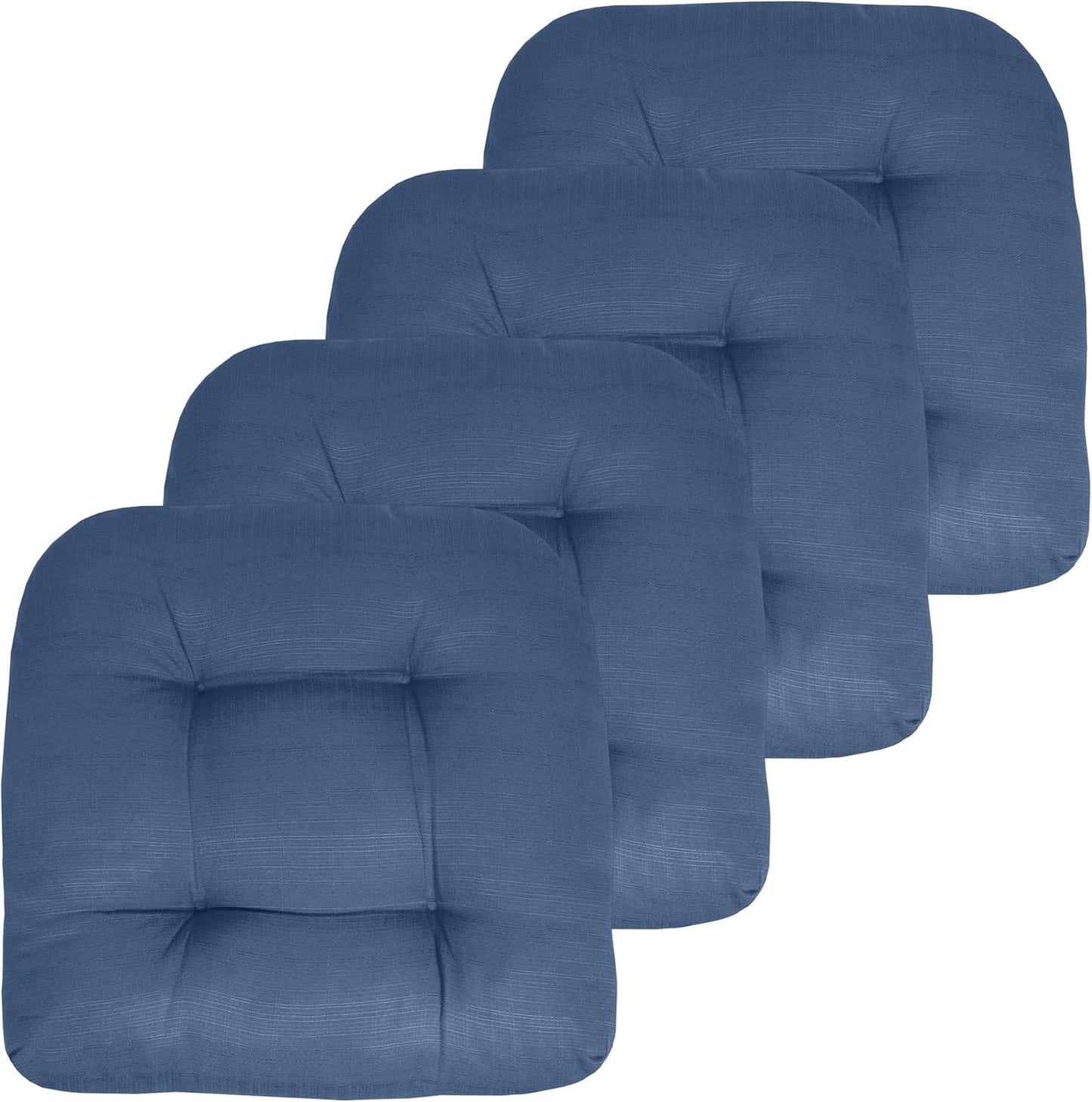 Sweet Home Collection Patio Cushions Outdoor Chair Pads Premium Comfortable Thick Fiber Fill Tufted 19" x 19" x 5" Seat Cover, 2 Pack, Cream