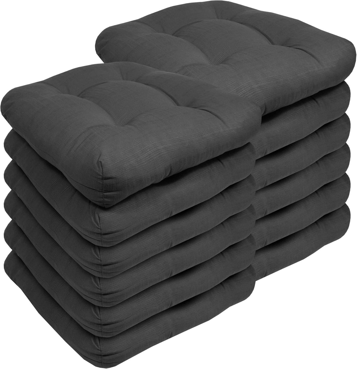 Sweet Home Collection Patio Cushions Outdoor Chair Pads Premium Comfortable Thick Fiber Fill Tufted 19" x 19" x 5" Seat Cover, 2 Pack, Cream