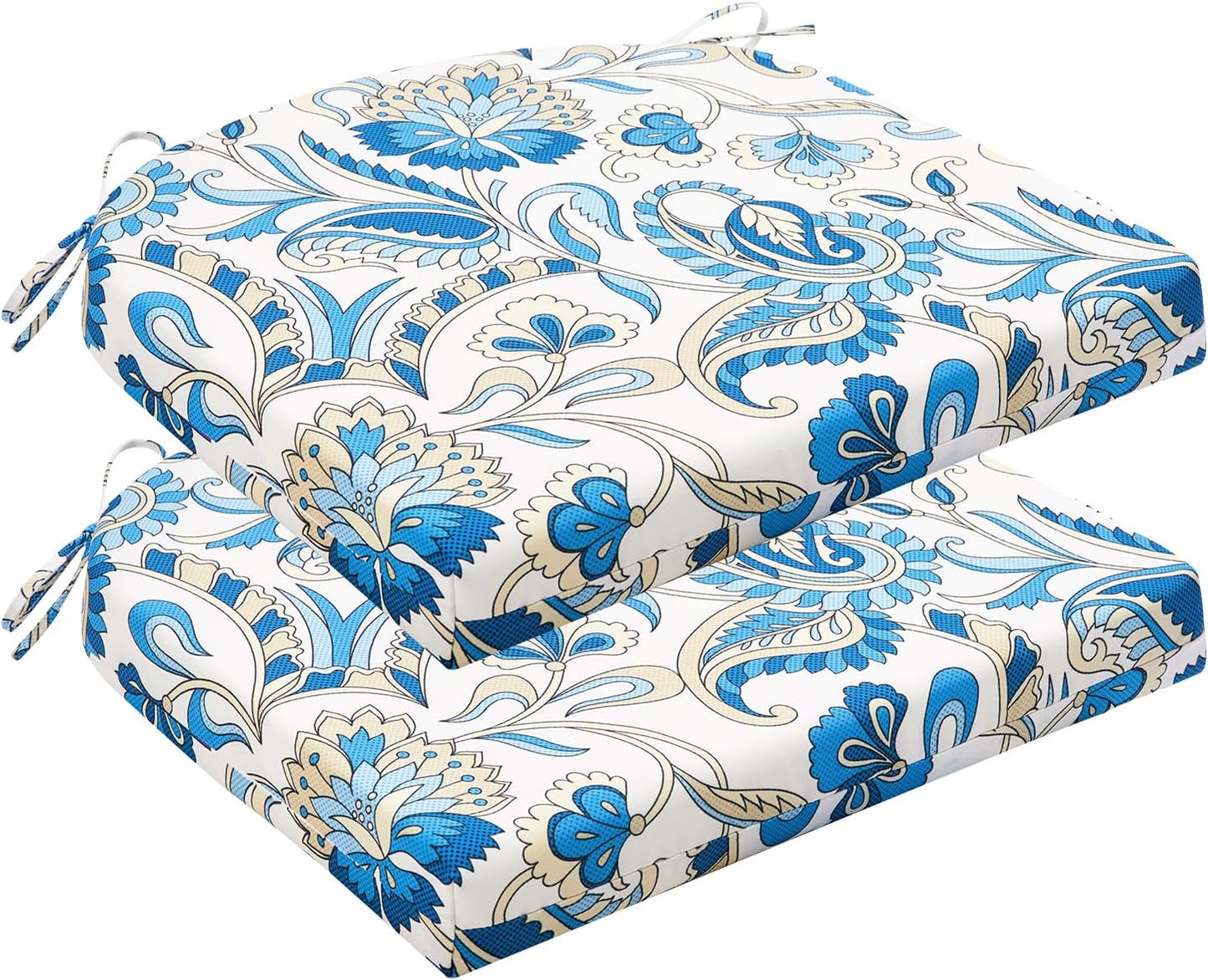 HARBOREST Outdoor Chair Cushions Set of 4, Water Resistant Patio Chair Cushions with Ties, Outdoor Seat Cushions for Patio Furniture, 17"x16"x2", Navy