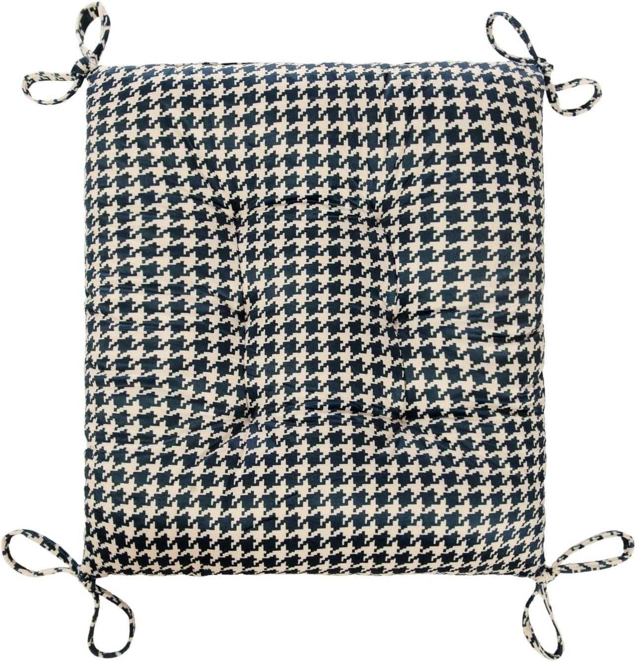 Outdoor Patio Cushion, Rocking Chair Cushion, Tufted Pads, Set of Upper and Lower with Ties Pack of 2 (2 Sets) - Back 20"×17", Seat 17"×17" (Blue Houndstooth)