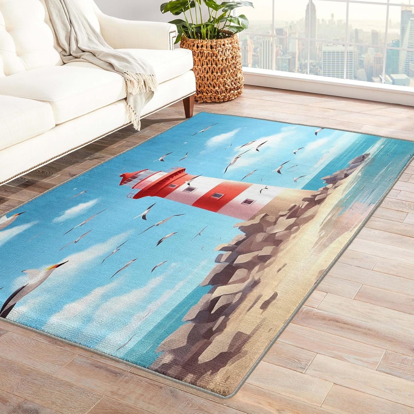 Halloween Rug & Home Decor - 4x6 Rug, Pumpkin Rugs for Living Room Bedroom, Spooky Carpet, Washable Non Slip Soft Low Pile Indoor Area Rug & Room Decor
