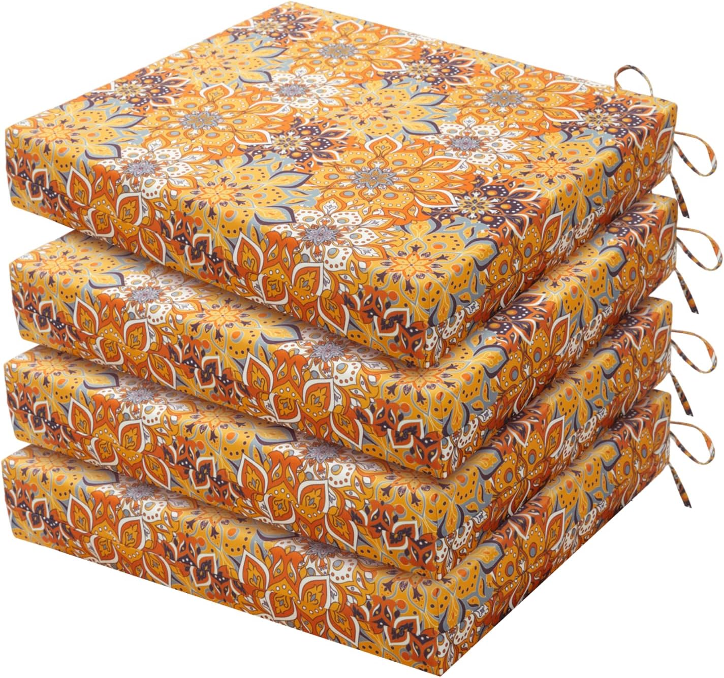 HARBOREST Outdoor Chair Cushions Set of 4, Water Resistant Patio Chair Cushions with Ties, Outdoor Seat Cushions for Patio Furniture, 17"x16"x2", Navy