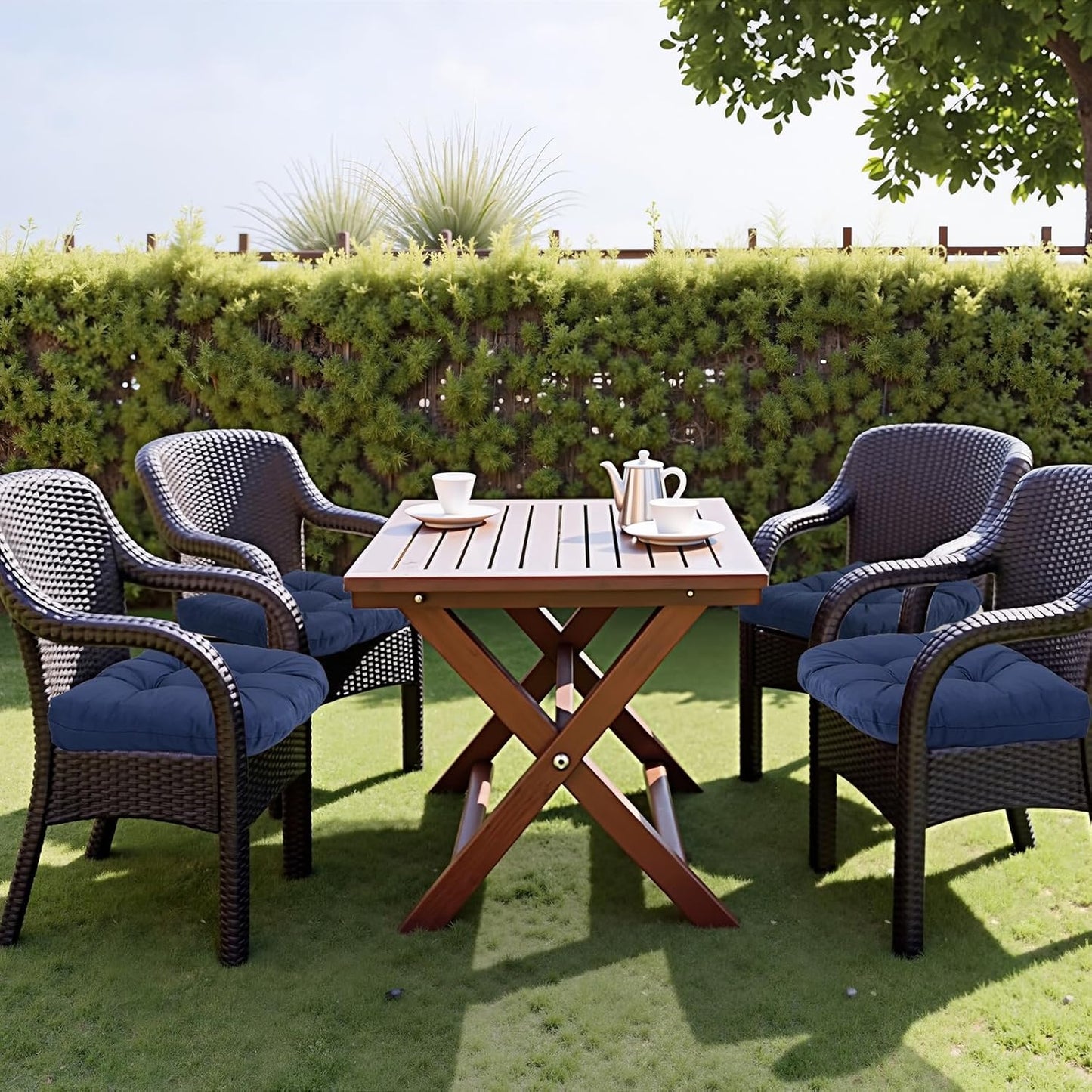 MTMR Water-Repellent Outdoor Chair Cushions Set of 2, 19”X19” Patio Chair Cushions with High Elasticity PP Cotton, No Fading Tufted Seat Cushions for Outdoor Furniture, Thick and Large Patio Cushions