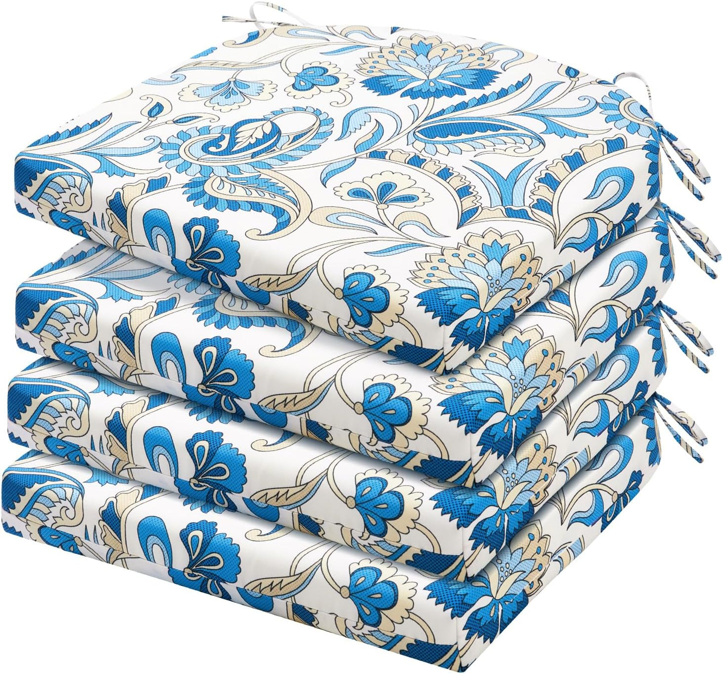 HARBOREST Outdoor Chair Cushions Set of 4, Water Resistant Patio Chair Cushions with Ties, Outdoor Seat Cushions for Patio Furniture, 17"x16"x2", Navy