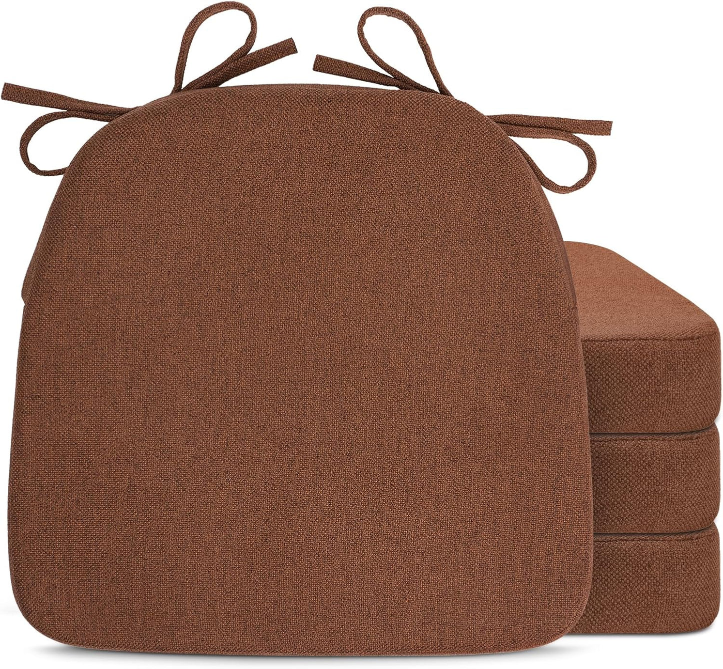 4 Pack 17'' x 16'' Chair Cushions, 2" Thick Dining Chair Pads with Ties and Removable Washable Cover, Seat Cushion for Kitchen Chairs, Indoor Dining Room, Patio Chairs, Beige