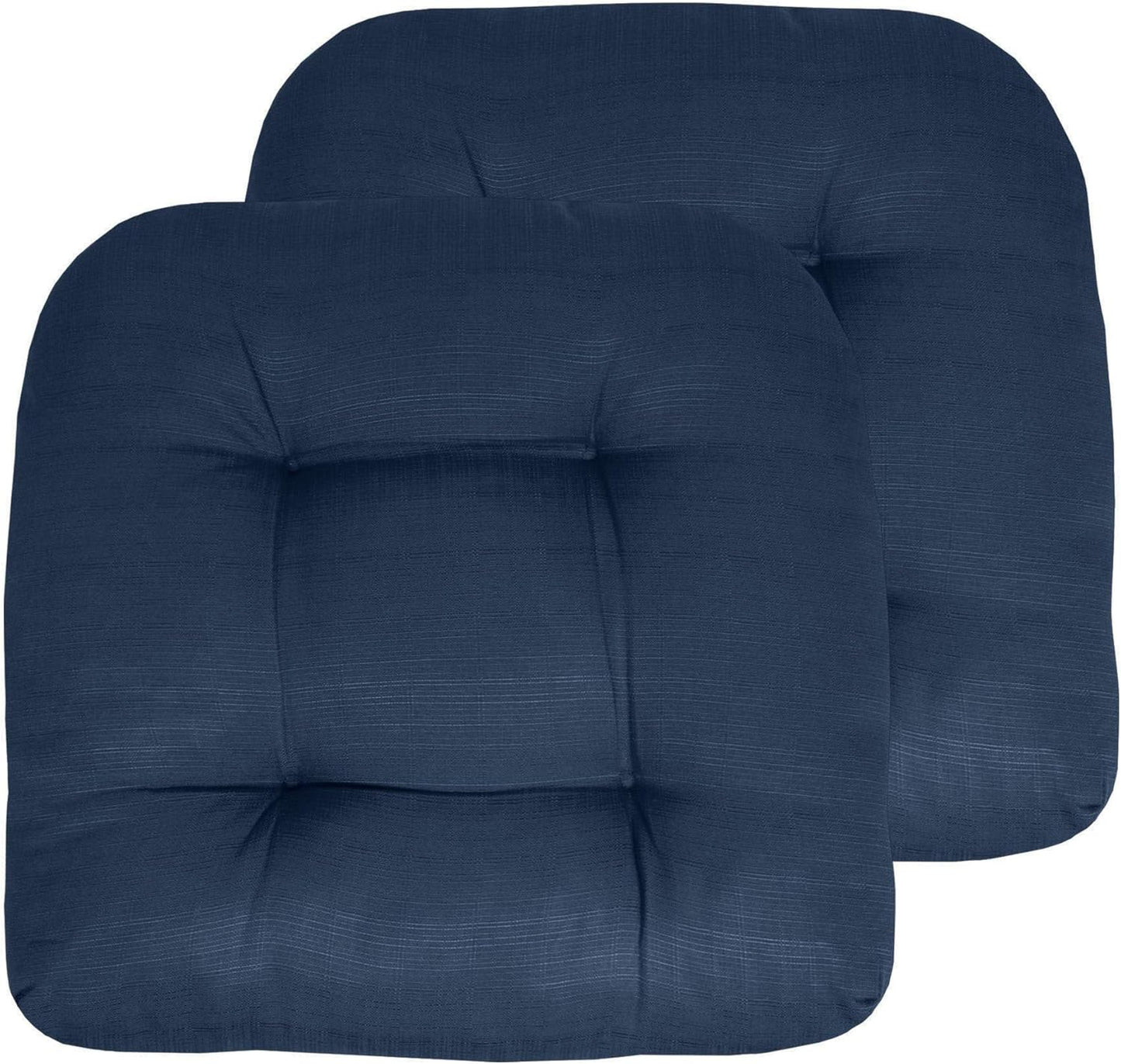 Sweet Home Collection Patio Cushions Outdoor Chair Pads Premium Comfortable Thick Fiber Fill Tufted 19" x 19" x 5" Seat Cover, 2 Pack, Cream