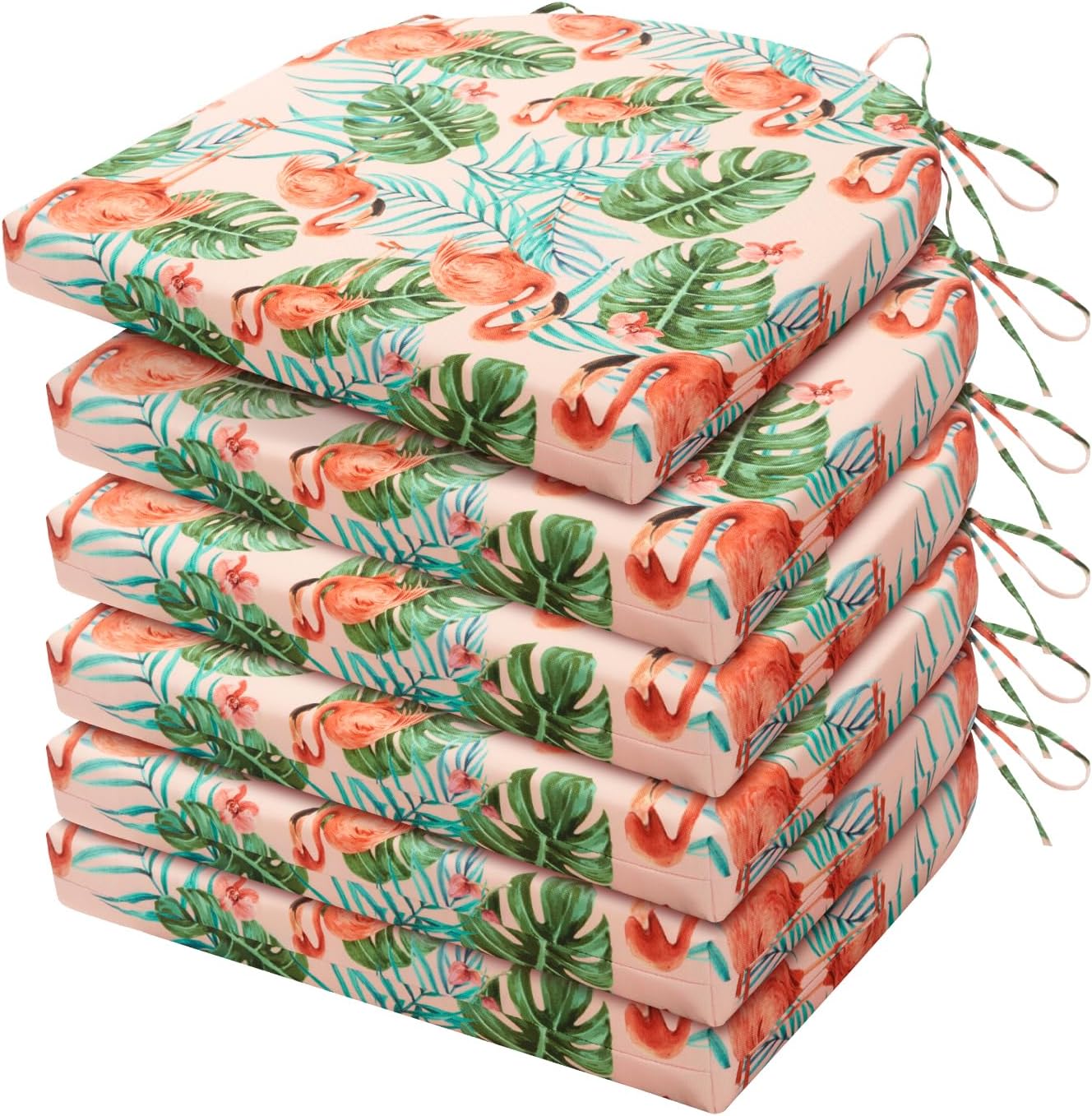 HARBOREST Outdoor Chair Cushions Set of 4, Water Resistant Patio Chair Cushions with Ties, Outdoor Seat Cushions for Patio Furniture, 17"x16"x2", Navy
