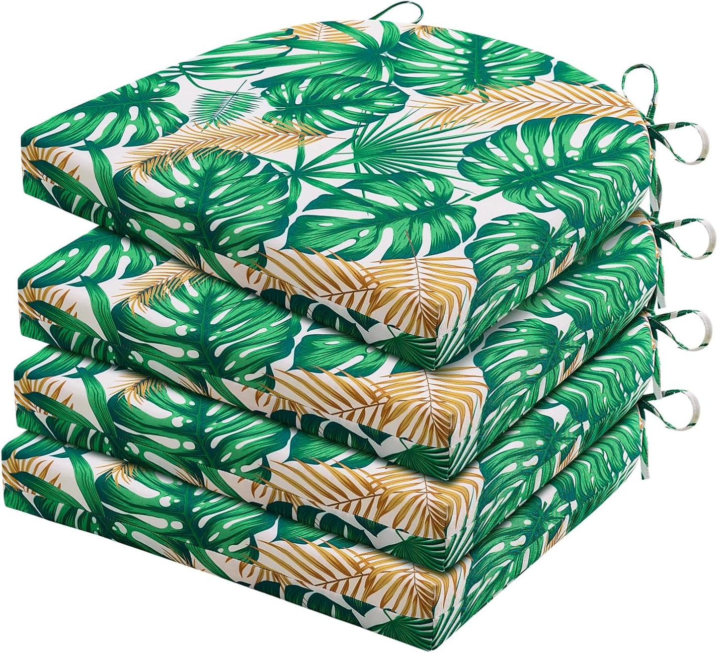 HARBOREST Outdoor Chair Cushions Set of 4, Water Resistant Patio Chair Cushions with Ties, Outdoor Seat Cushions for Patio Furniture, 17"x16"x2", Navy