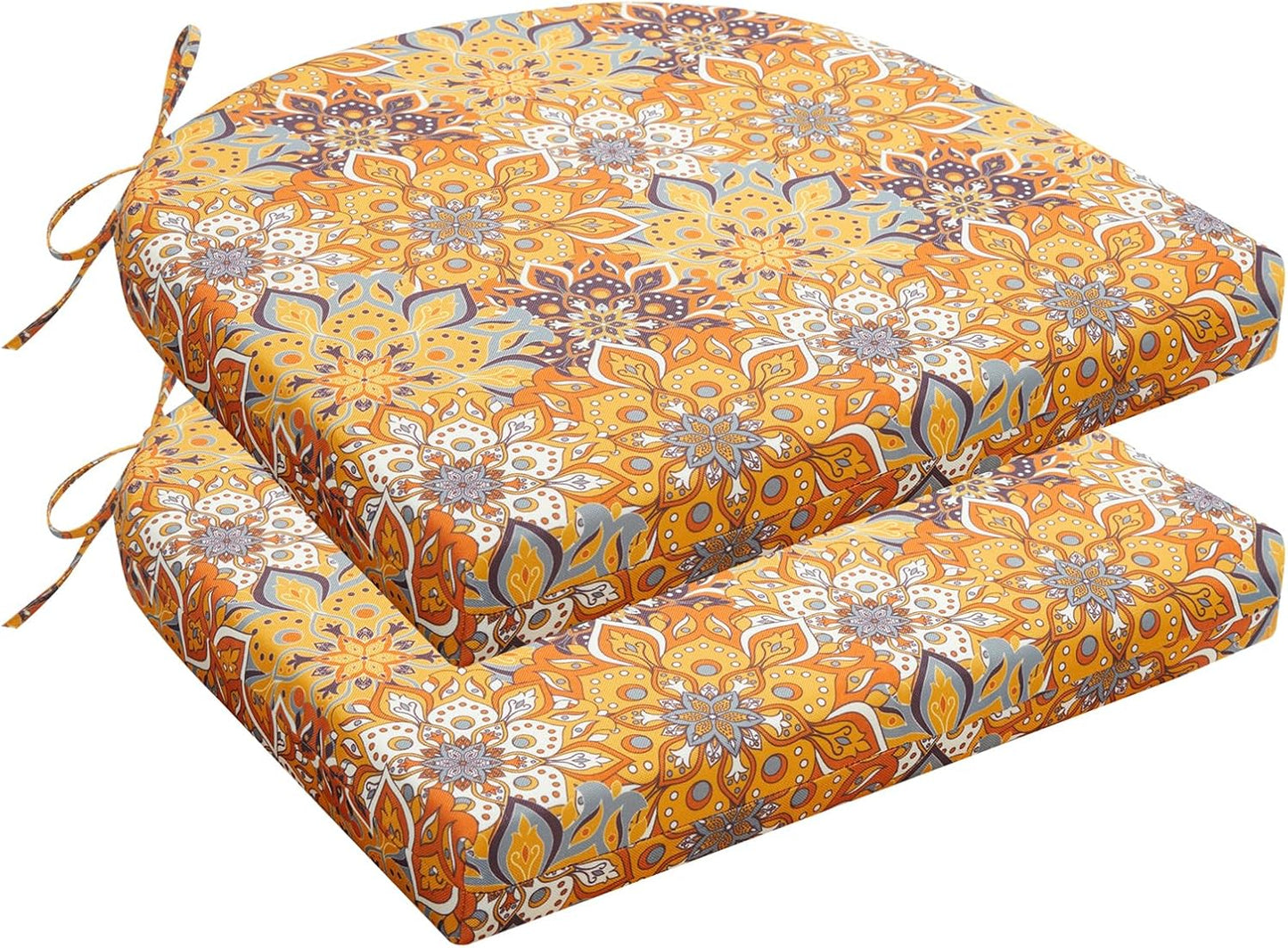 HARBOREST Outdoor Chair Cushions Set of 4, Water Resistant Patio Chair Cushions with Ties, Outdoor Seat Cushions for Patio Furniture, 17"x16"x2", Navy