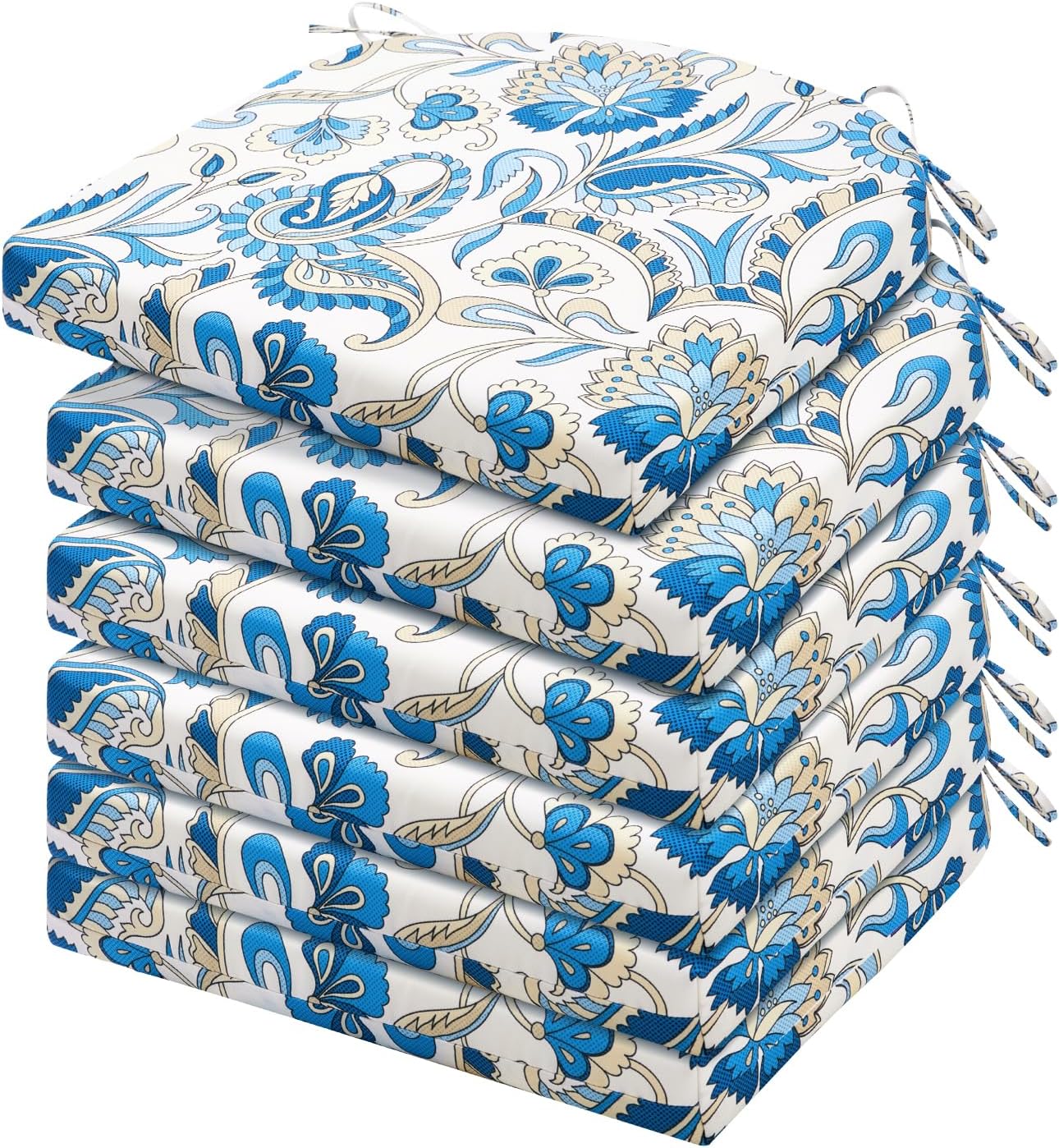 HARBOREST Outdoor Chair Cushions Set of 4, Water Resistant Patio Chair Cushions with Ties, Outdoor Seat Cushions for Patio Furniture, 17"x16"x2", Navy