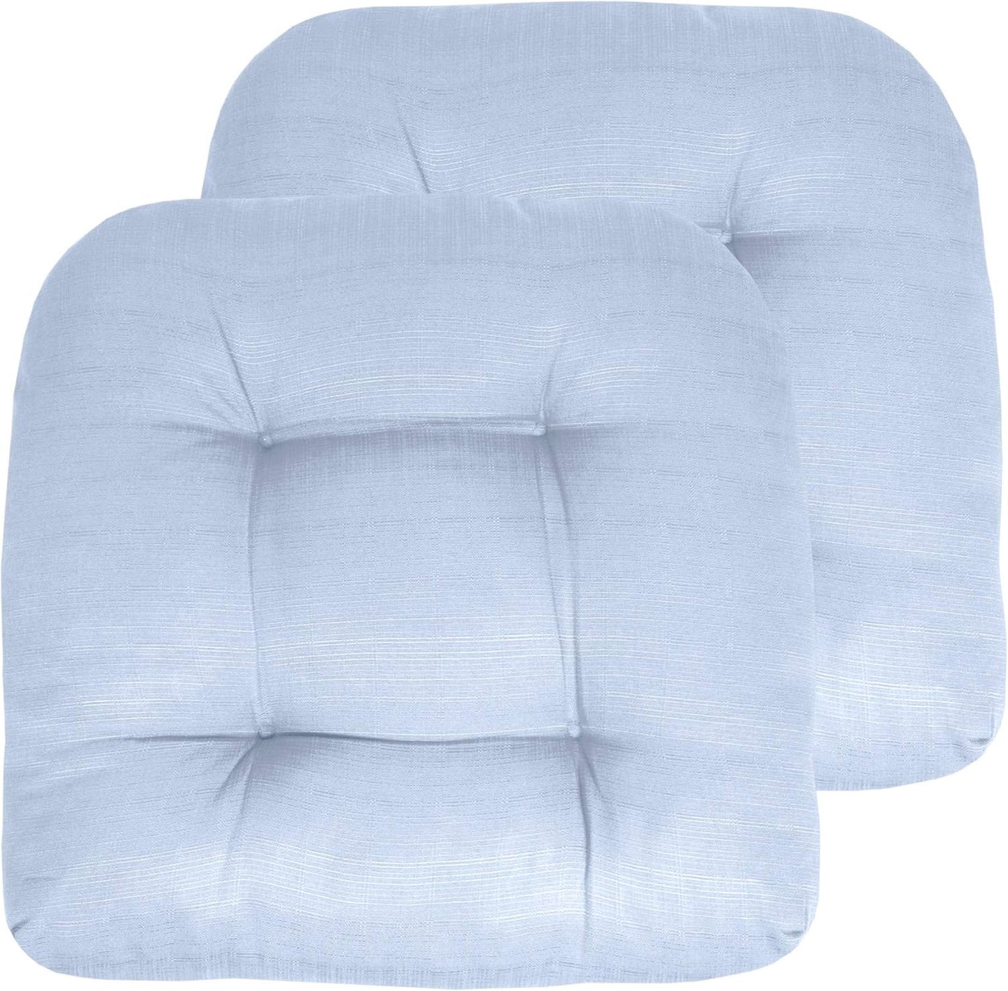 Sweet Home Collection Patio Cushions Outdoor Chair Pads Premium Comfortable Thick Fiber Fill Tufted 19" x 19" x 5" Seat Cover, 2 Pack, Cream