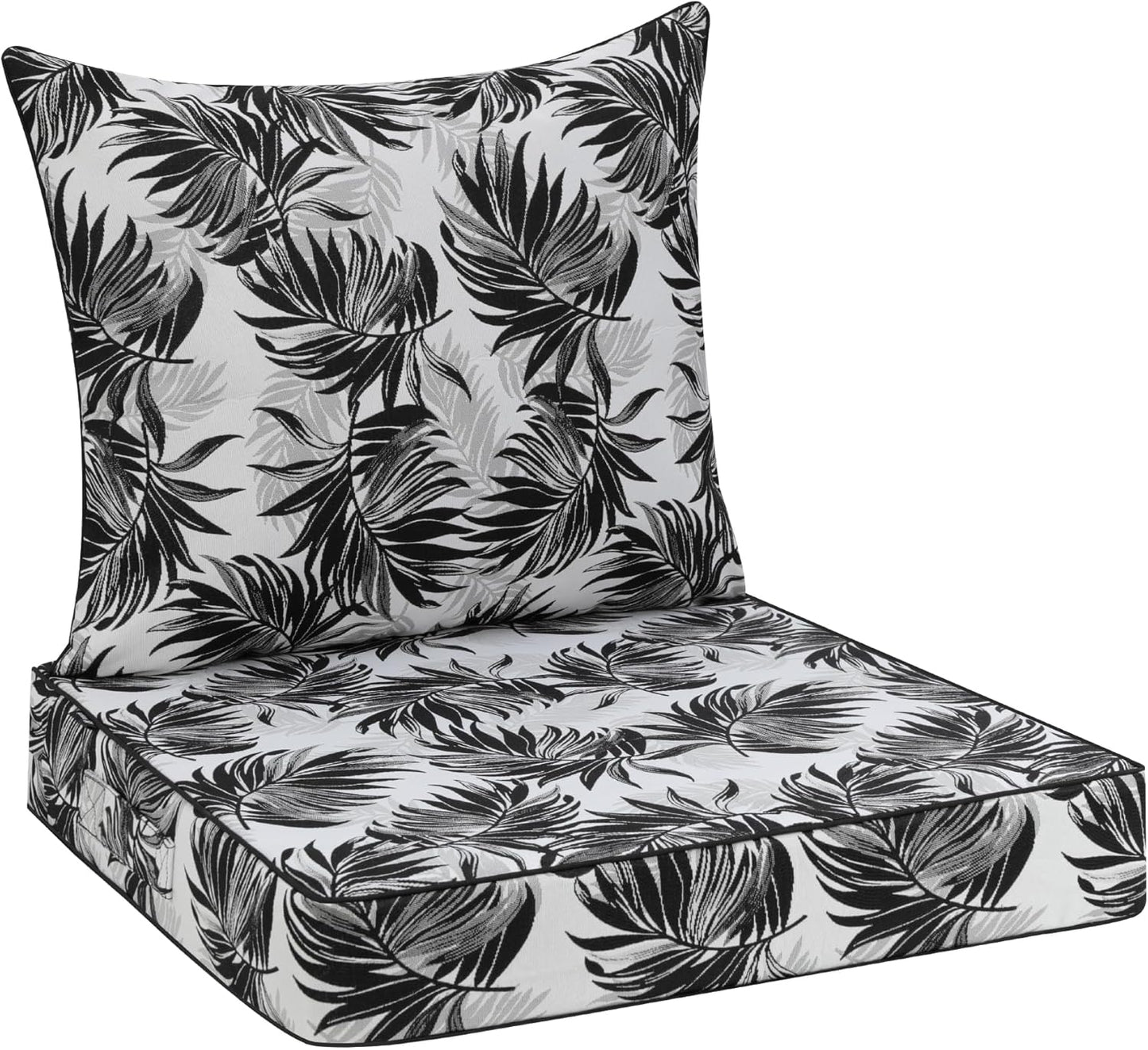 Favoyard Outdoor Seat Cushion Set 19 x 19 Inch Waterproof & Fade Resistant Patio Furniture Cushions with Removable Cover Deep Seat & Back Cushion with Handle and Adjustable Straps for Chair Sofa Couch