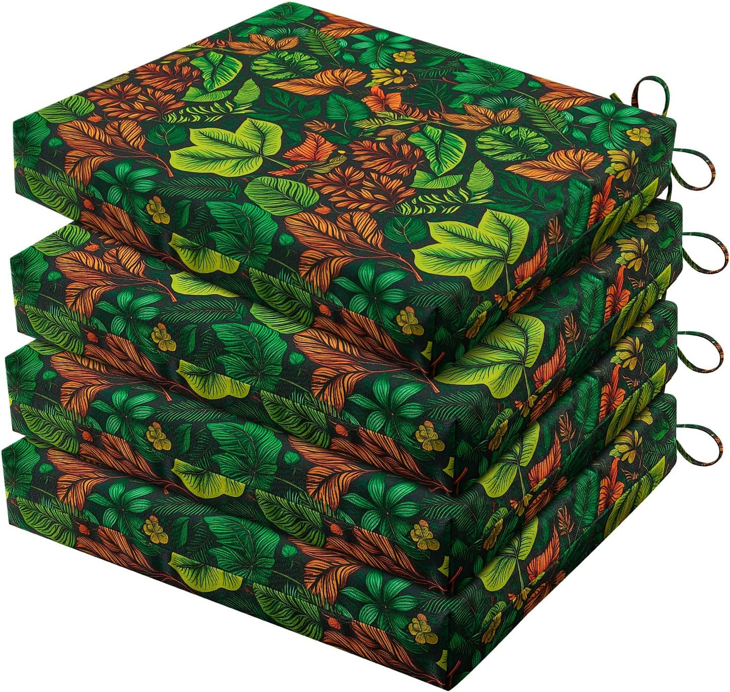 HARBOREST Outdoor Chair Cushions Set of 4, Water Resistant Patio Chair Cushions with Ties, Outdoor Seat Cushions for Patio Furniture, 17"x16"x2", Navy