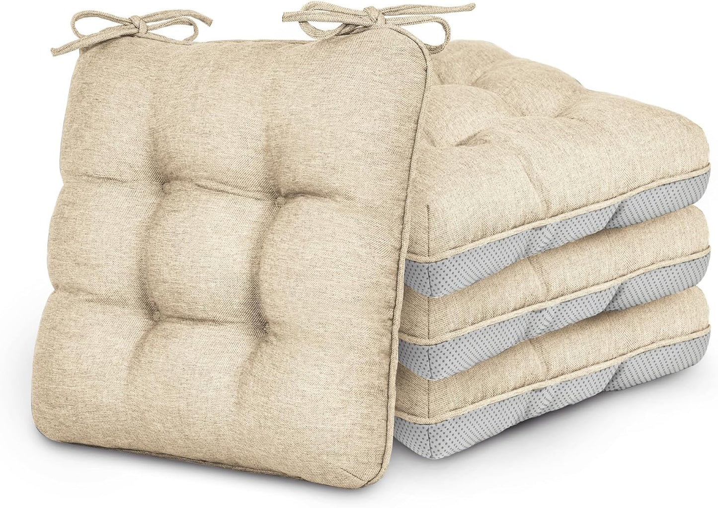 Love's cabin Memory Foam Chair Cushions Set of 4, Outdoor/Indoor Chair Pads for Dining Chairs 4 Pack, Seat Cushions for Kitchen, Dining Room, Office, Patio Chairs, 15.5"x15.5"x3.5" Grey