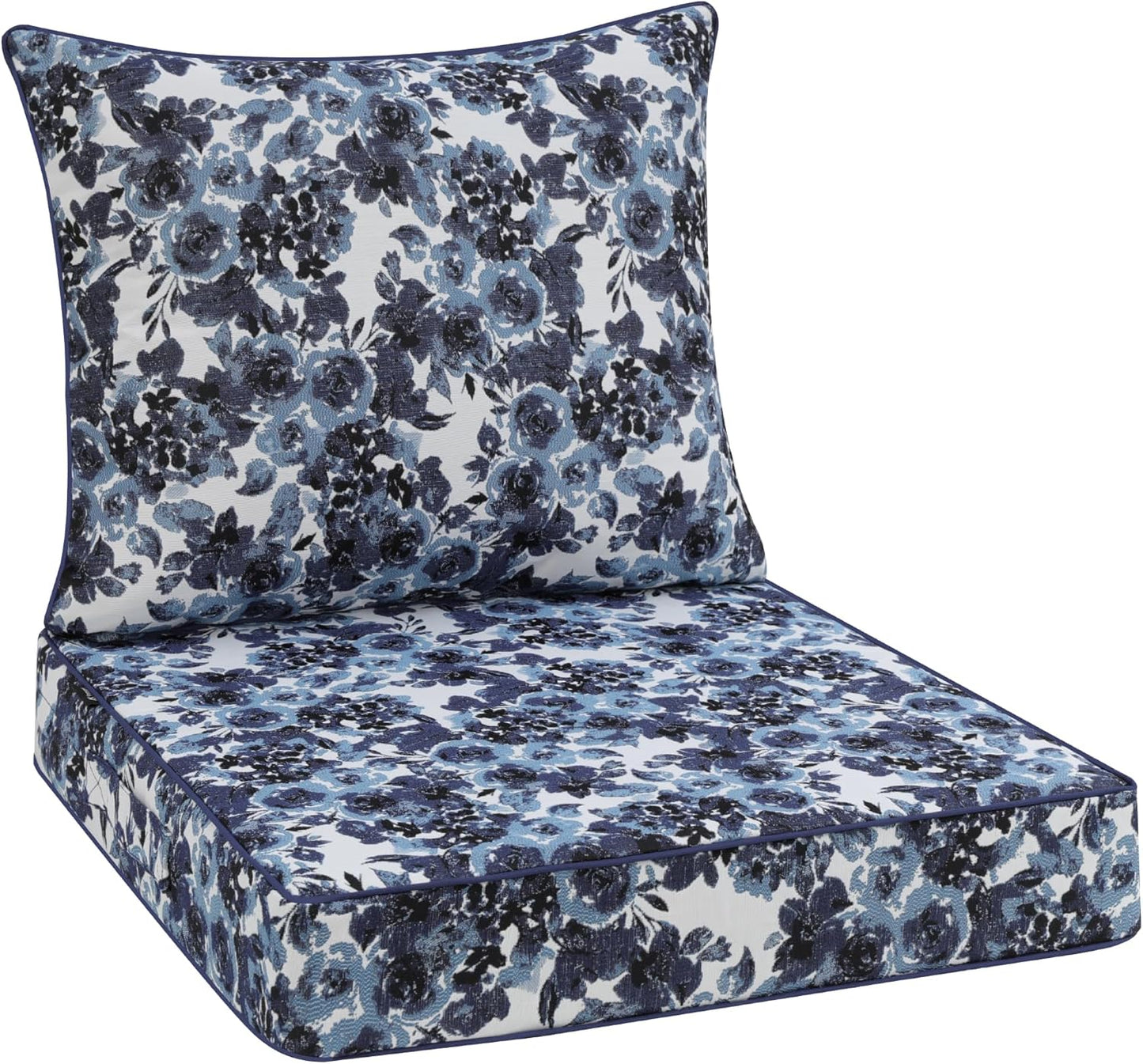 Favoyard Outdoor Seat Cushion Set 19 x 19 Inch Waterproof & Fade Resistant Patio Furniture Cushions with Removable Cover Deep Seat & Back Cushion with Handle and Adjustable Straps for Chair Sofa Couch