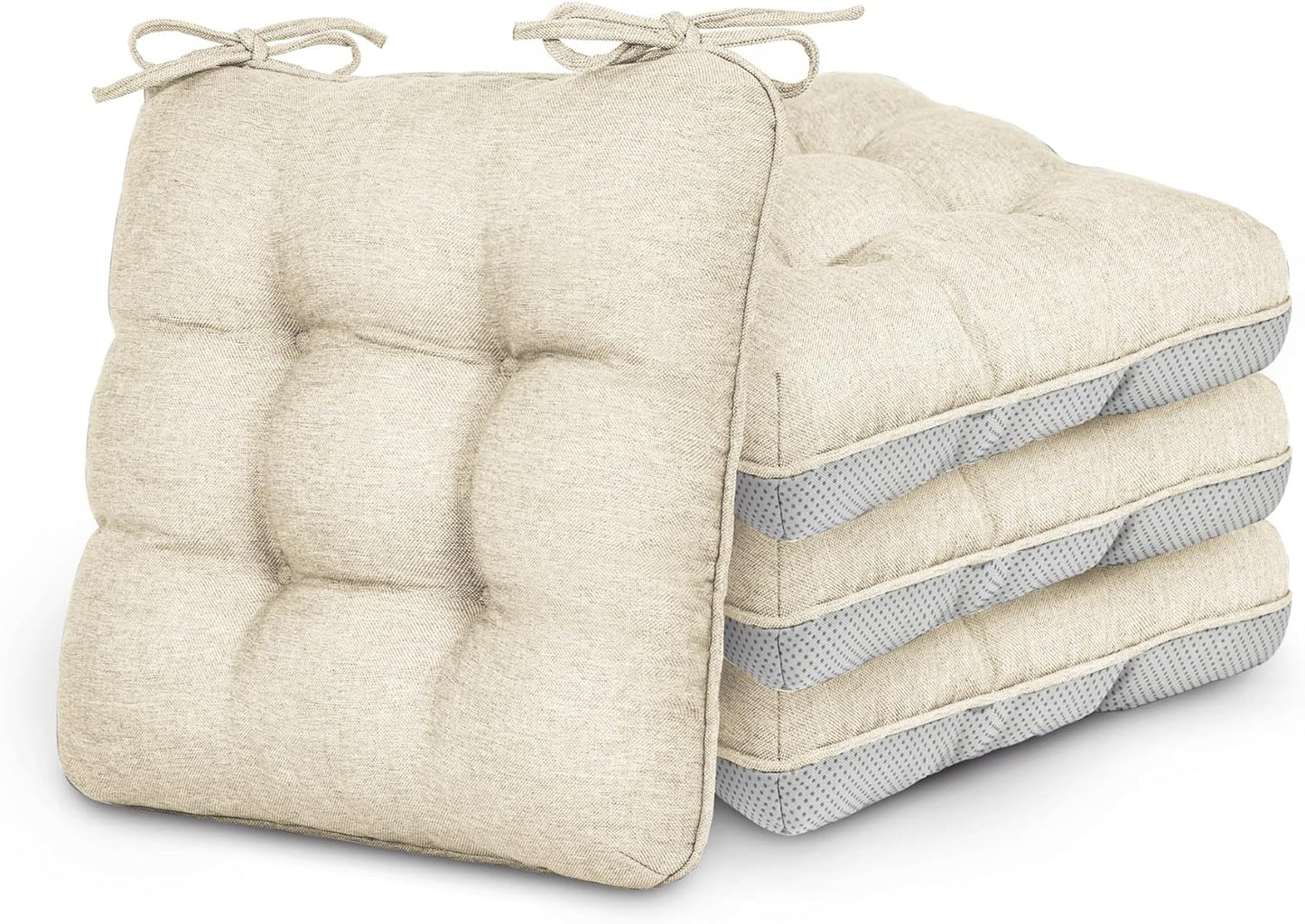 Love's cabin Memory Foam Chair Cushions Set of 4, Outdoor/Indoor Chair Pads for Dining Chairs 4 Pack, Seat Cushions for Kitchen, Dining Room, Office, Patio Chairs, 15.5"x15.5"x3.5" Grey