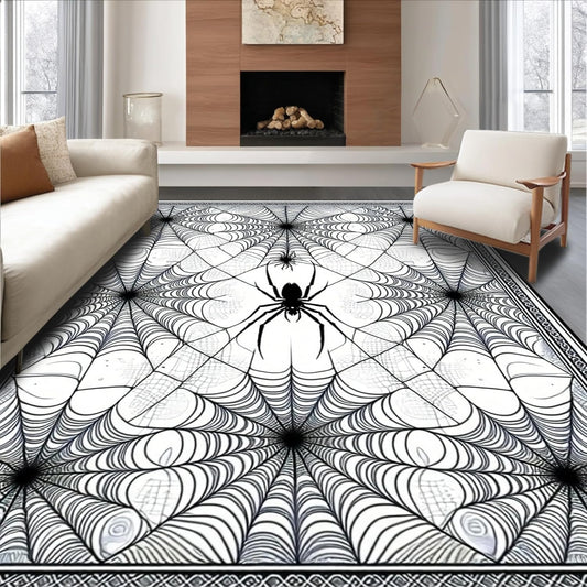 Ultra Soft Area Rug 6x9, Non Slip, Stain Resistant, Washable Area Rugs for Living Room, Bedroom, Creepy Vintage Halloween Theme (Black, 6x9)