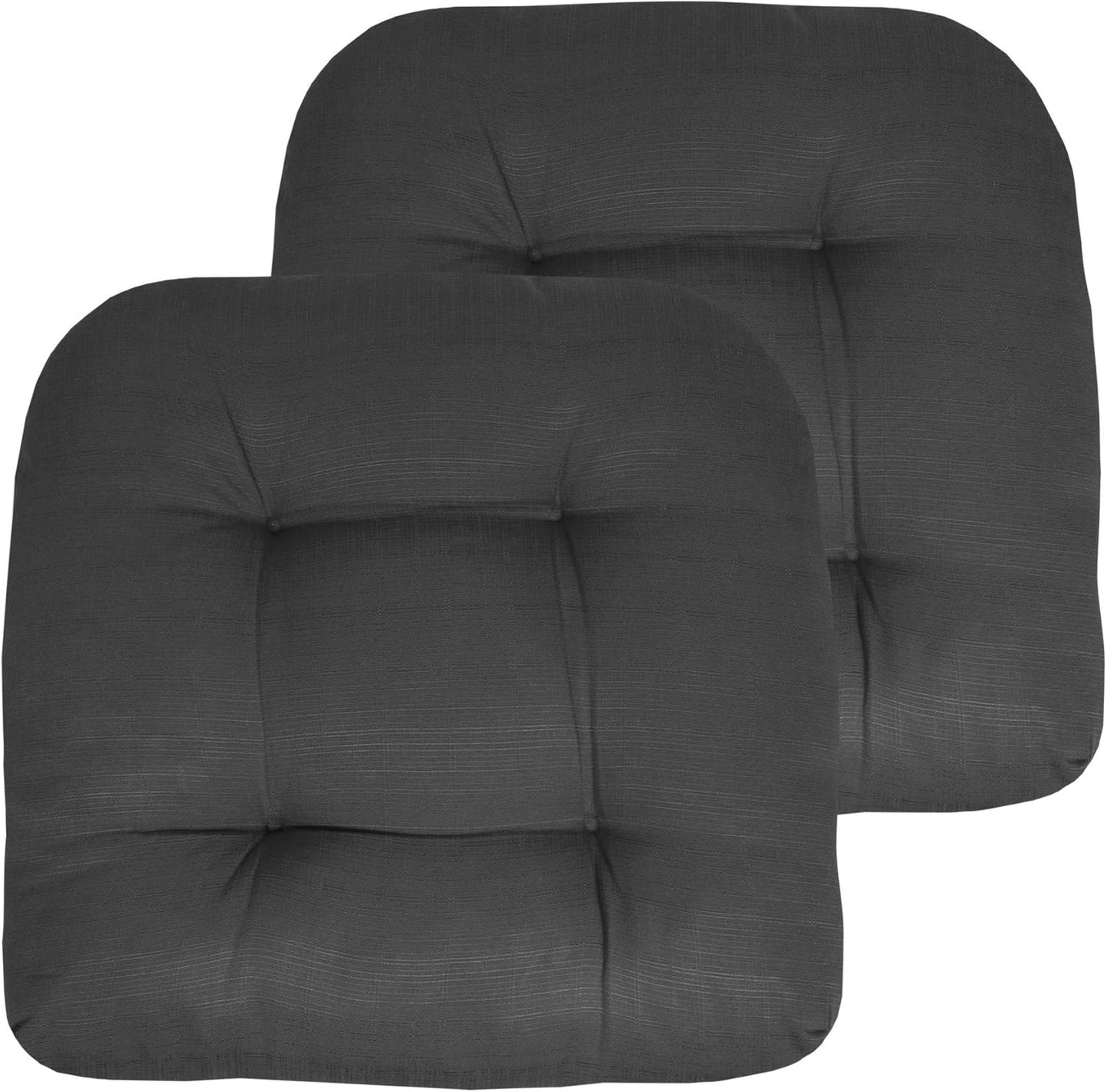 Sweet Home Collection Patio Cushions Outdoor Chair Pads Premium Comfortable Thick Fiber Fill Tufted 19" x 19" x 5" Seat Cover, 2 Pack, Cream