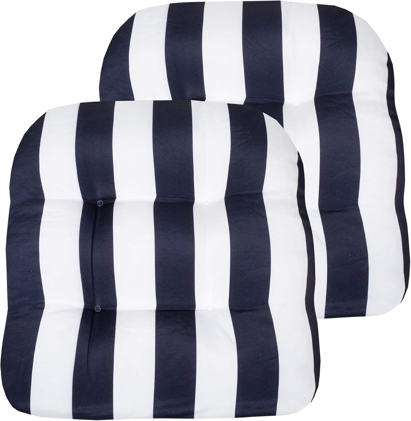 Sweet Home Collection Patio Cushions Outdoor Chair Pads Premium Comfortable Thick Fiber Fill Tufted 19" x 19" x 5" Seat Cover, 2 Pack, Cream