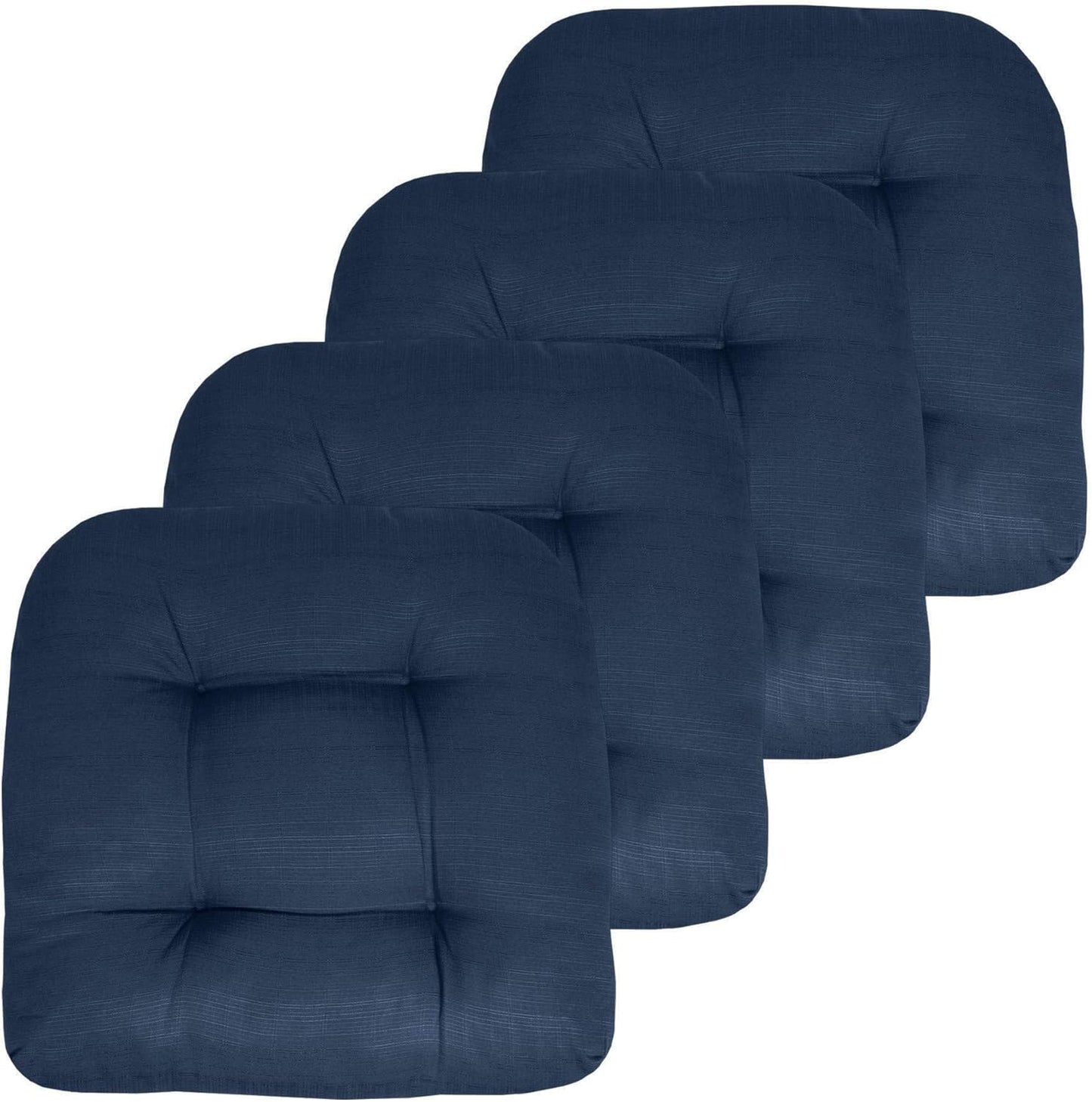Sweet Home Collection Patio Cushions Outdoor Chair Pads Premium Comfortable Thick Fiber Fill Tufted 19" x 19" x 5" Seat Cover, 2 Pack, Cream