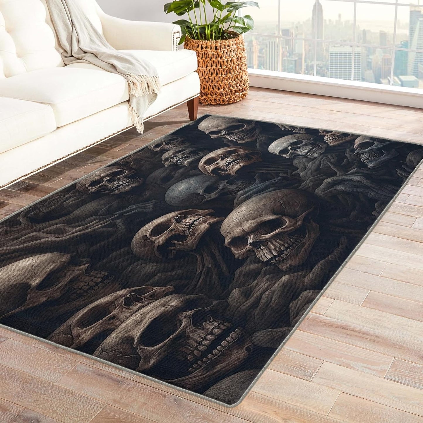 Halloween Rug & Home Decor - 4x6 Rug, Pumpkin Rugs for Living Room Bedroom, Spooky Carpet, Washable Non Slip Soft Low Pile Indoor Area Rug & Room Decor