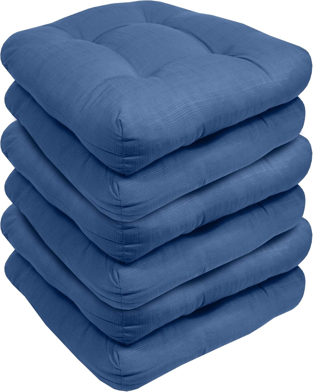 Sweet Home Collection Patio Cushions Outdoor Chair Pads Premium Comfortable Thick Fiber Fill Tufted 19" x 19" x 5" Seat Cover, 2 Pack, Cream