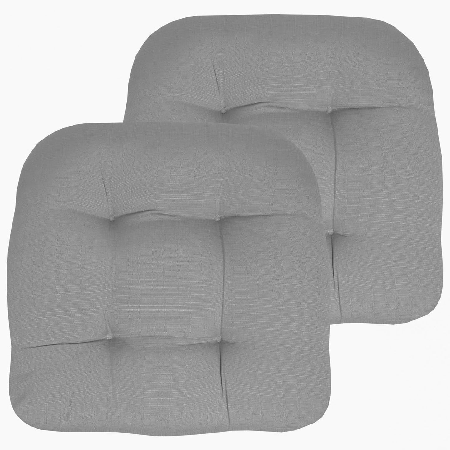 Sweet Home Collection Patio Cushions Outdoor Chair Pads Premium Comfortable Thick Fiber Fill Tufted 19" x 19" x 5" Seat Cover, 2 Pack, Cream