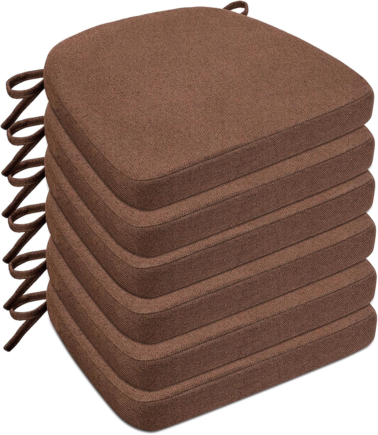 4 Pack 17'' x 16'' Chair Cushions, 2" Thick Dining Chair Pads with Ties and Removable Washable Cover, Seat Cushion for Kitchen Chairs, Indoor Dining Room, Patio Chairs, Beige