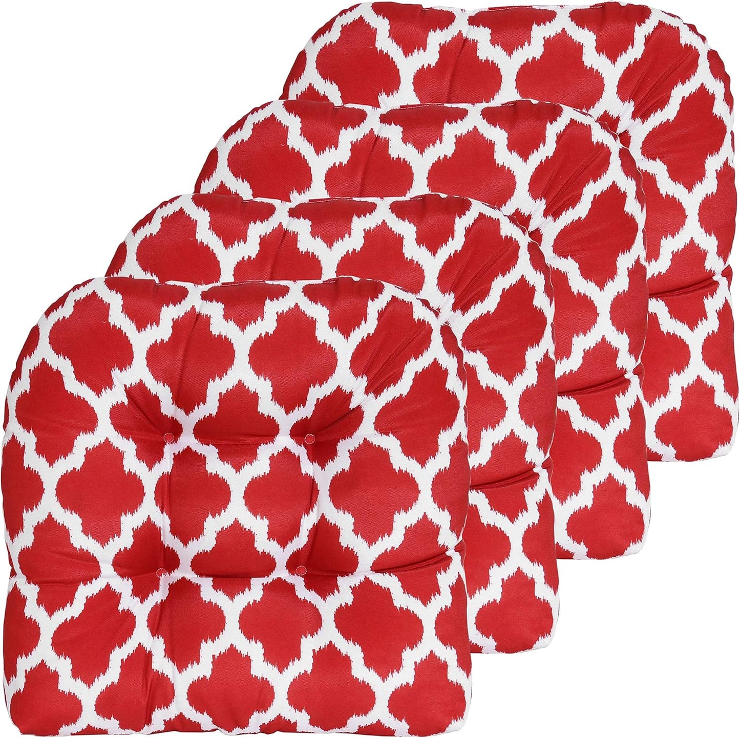 Sweet Home Collection Patio Cushions Outdoor Chair Pads Premium Comfortable Thick Fiber Fill Tufted 19" x 19" x 5" Seat Cover, 2 Pack, Cream