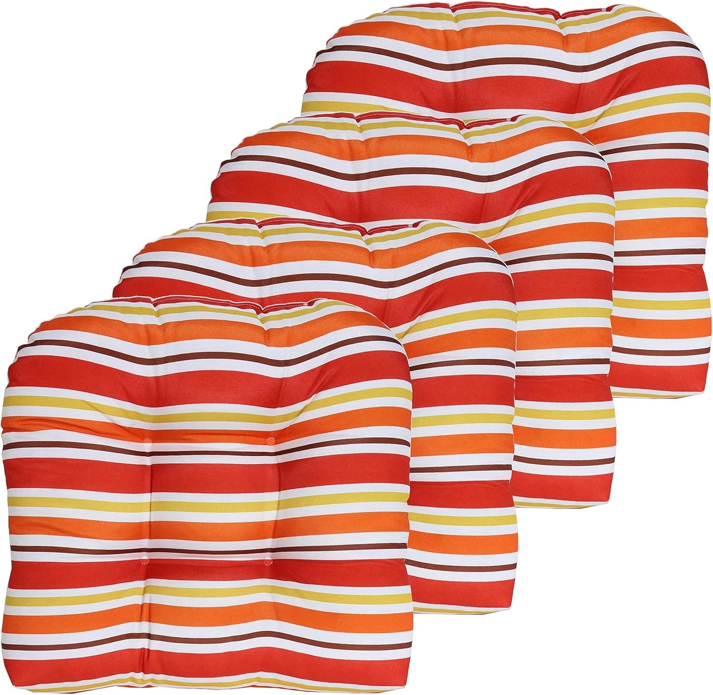 Sweet Home Collection Patio Cushions Outdoor Chair Pads Premium Comfortable Thick Fiber Fill Tufted 19" x 19" x 5" Seat Cover, 2 Pack, Cream