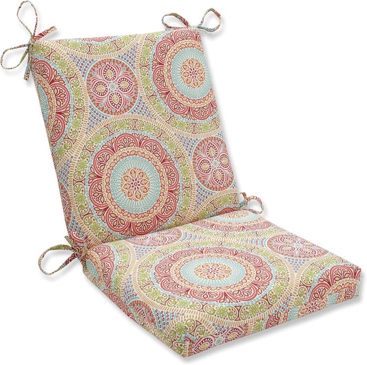 Pillow Perfect 609522 Outdoor/Indoor Delancey Jubilee Square Corner Chair Cushion, 36.5" x 18", Multicolored , Orange