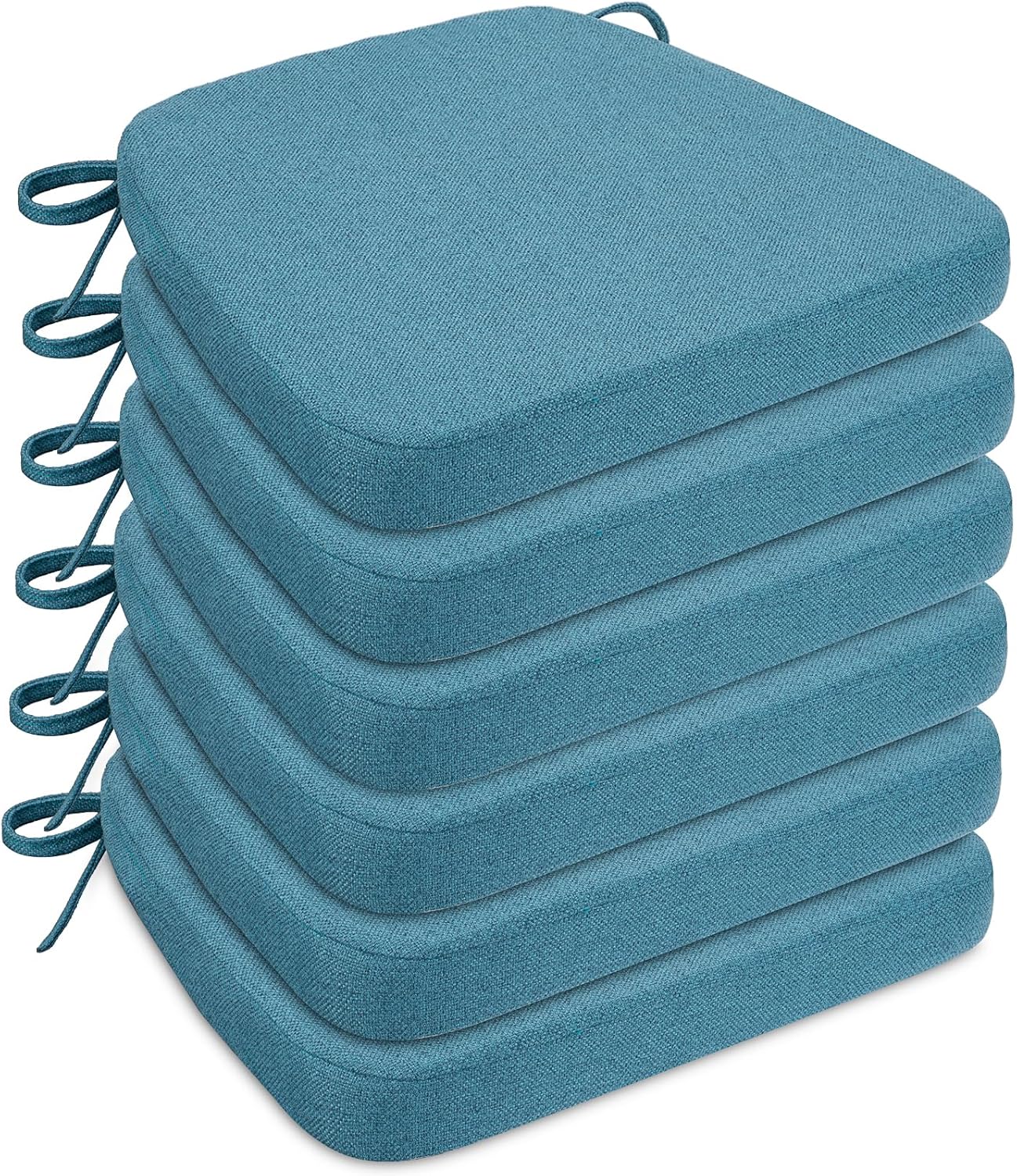 4 Pack 17'' x 16'' Chair Cushions, 2" Thick Dining Chair Pads with Ties and Removable Washable Cover, Seat Cushion for Kitchen Chairs, Indoor Dining Room, Patio Chairs, Beige